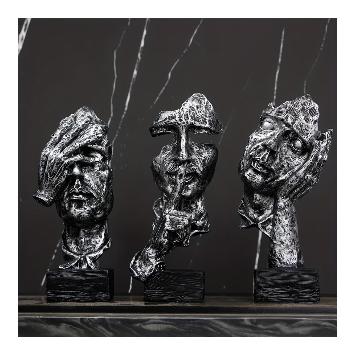 3pcs Statue Abstract and Creative Desk Decorations, Hand & Face Statues and Sculptures for Home Living Room Decor Best Gift