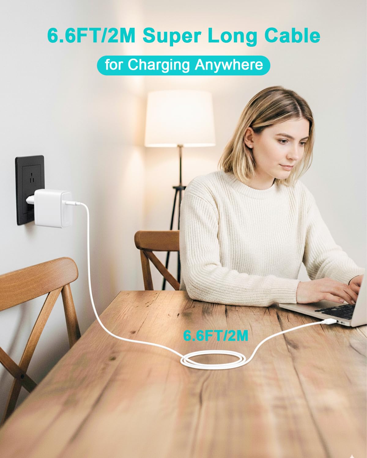 Chargeur USB C 100 W Compatible avec MacBook Pro 16 14 Pouces, MacBook Air 15 13 Pouces 2025 2024 2023 2022 2021 2020 2019 2018 M4 M3 M2 M1, Câble de Charge USB-C 2M 5A (Blanc)