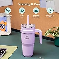 Vista 3 de Reduce 24 oz Stainless Steel Tumbler with Handle - Dual-Wall Vacuum Insulated Travel Mug, Sweat-Proof Lid & Reusable Straw - Keeps Drinks Cold for