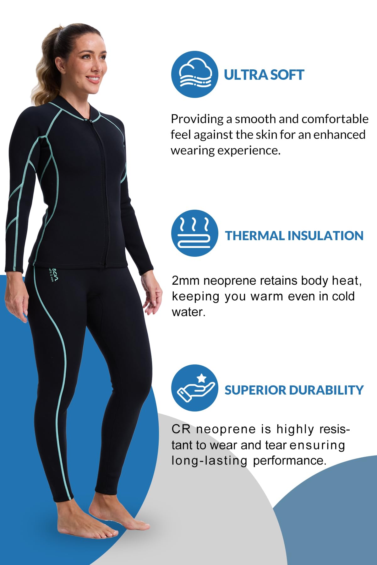 Lemorecn Short de plongée pour femme en néoprène super extensible de 2 mm pour la plongée, le surf, la natation, la plongée avec tuba, le kayak, les sports nautiques