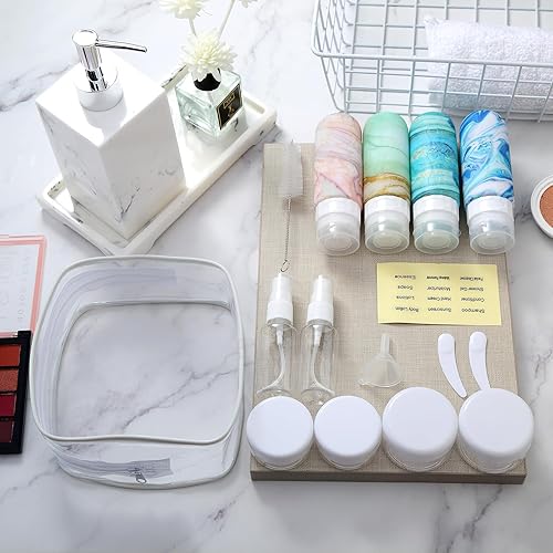 Miniatura 9 de Gemice Juego de botellas de viaje para artículos de tocador, paquete de 16, botellas de viaje de silicona a prueba de fugas, esenciales de viaje