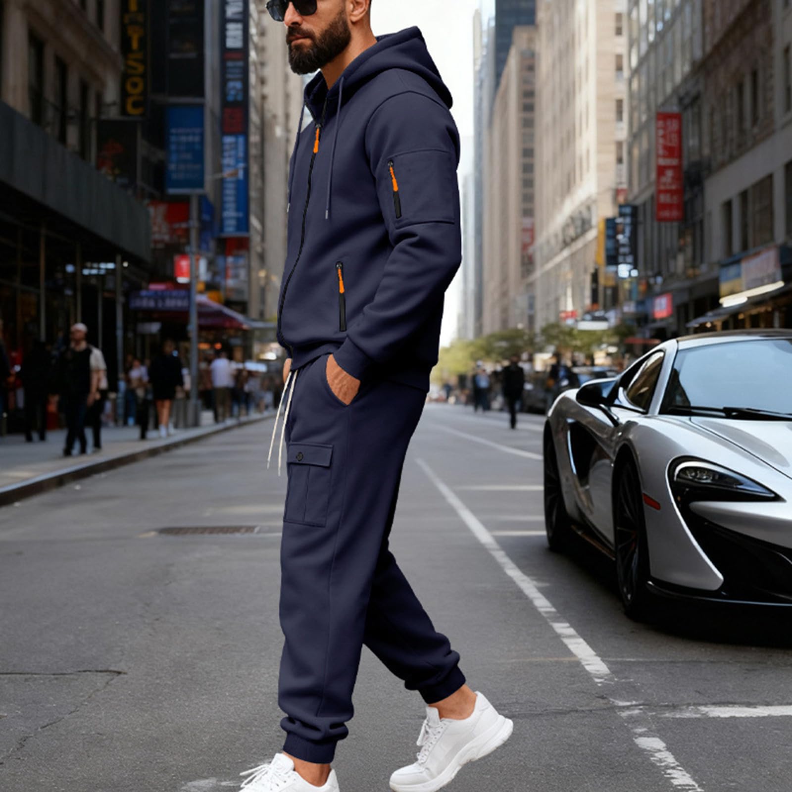 Generisch Herren Trainingsanzug Jogginganzug Sportanzug 2-Teiliges Fitness Streetwear Freizeitanzug Jogginghose