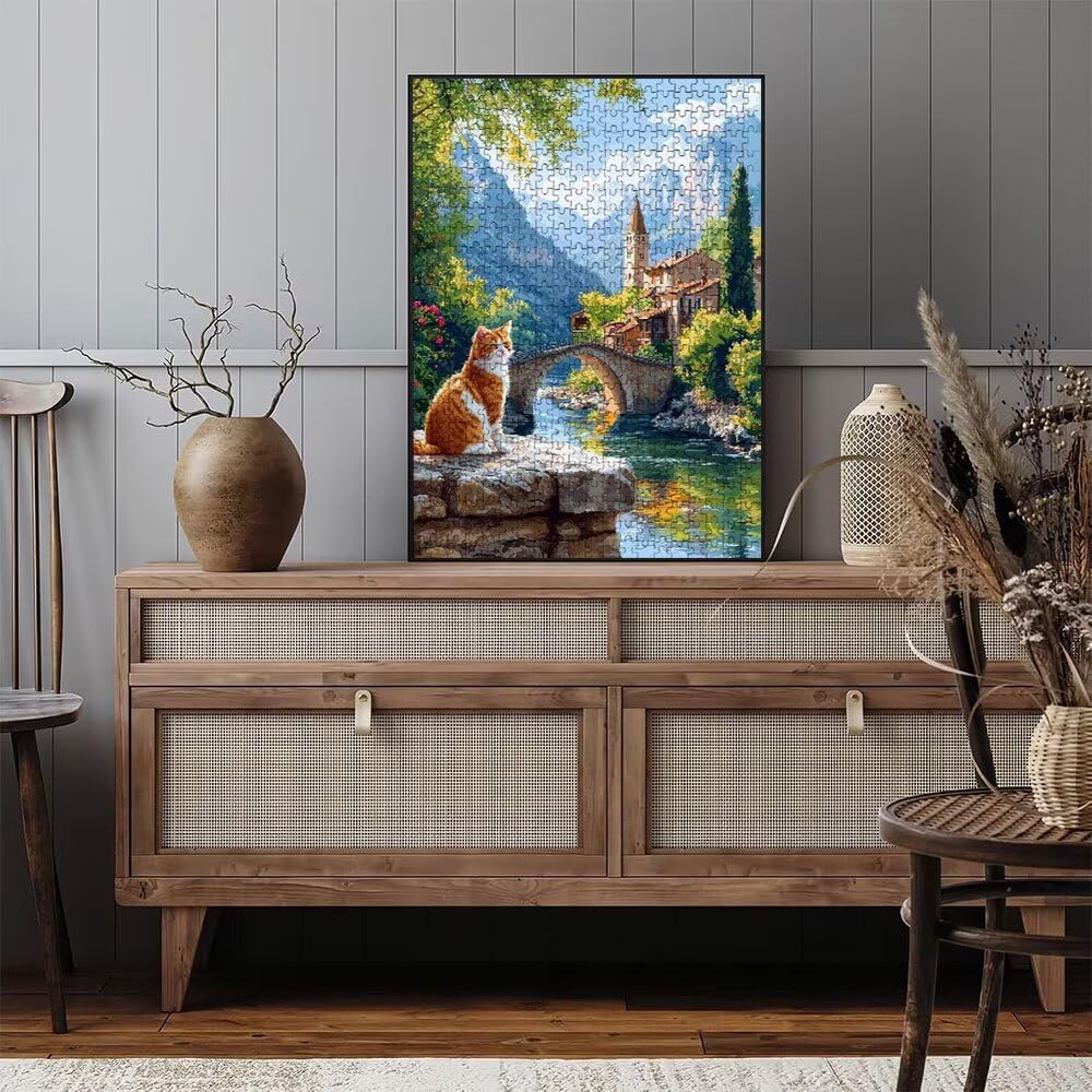 Kleine Stadt Katze Puzzle 4000 Teile, Klassische Puzzles, Geschicklichkeitsspiel Puzzle für Erwachsene, Puzzlespiele für Die Ganze Familie, Mit Schöner Verpackung, Dekoration Puzzles DX0YL3-938