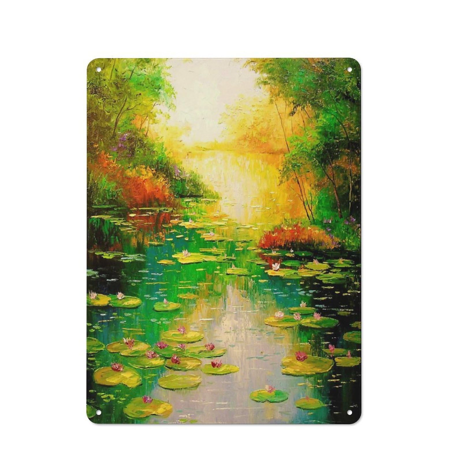Junmoney The Pond 40X30cm Industrial-Style Tin Sign With For Hallway Wall, A Metal Wall Feature For A Newly Arranged Hallway