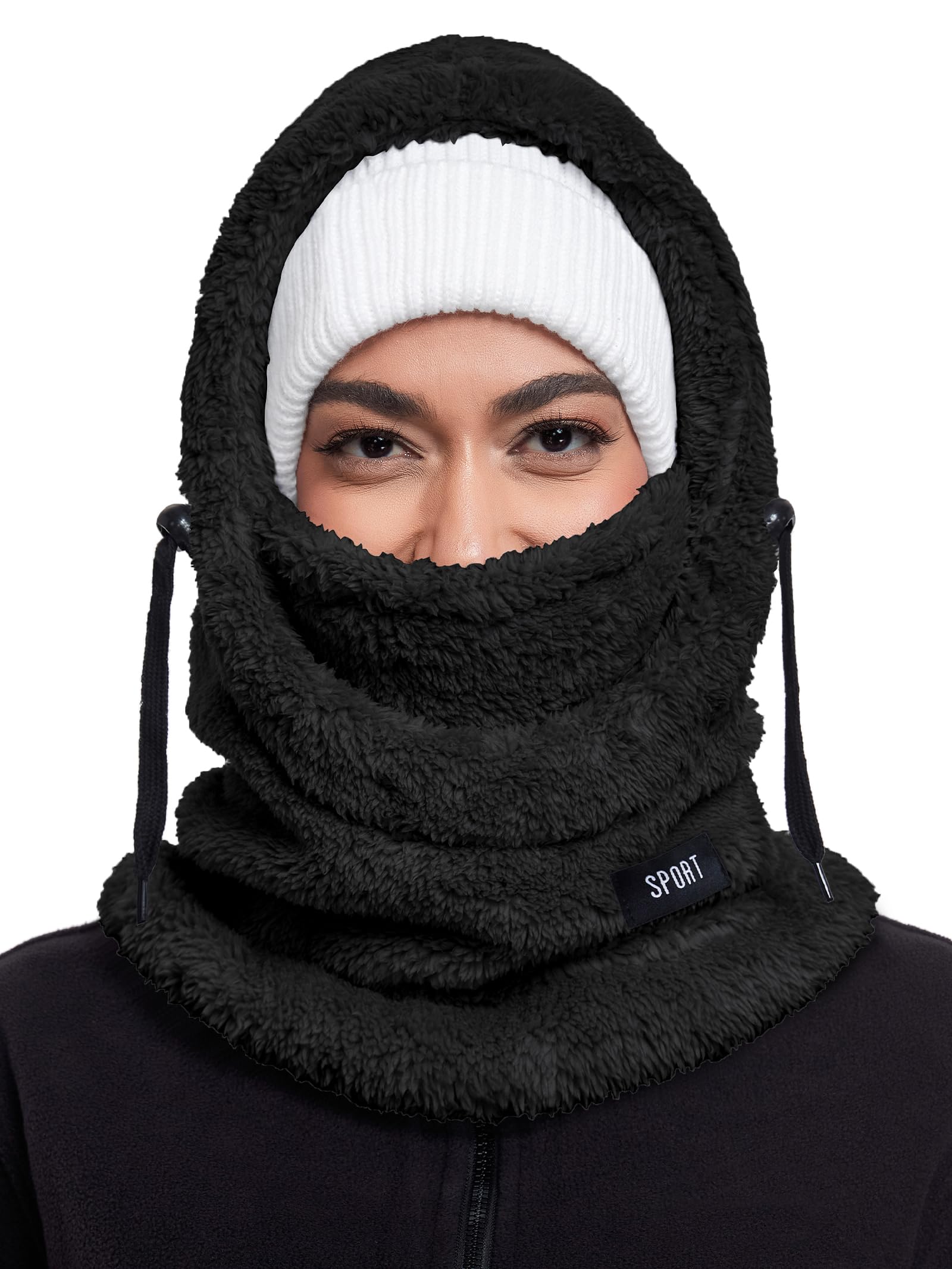 Balaclava Fleece Ski Mask Hoodie Men Women Windproof Winter Face Mask Neck Warmer Scarf Helmet