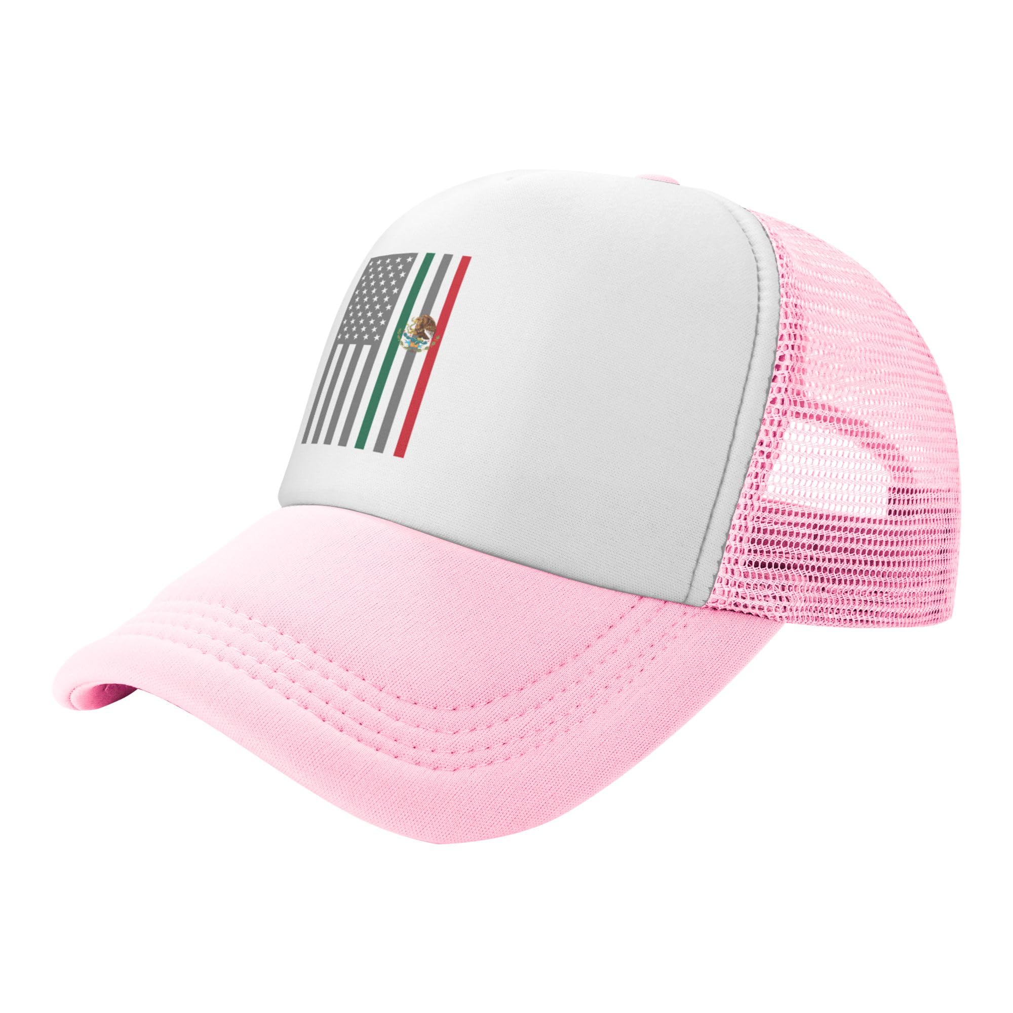 American Mexico Flag Lightweight Mesh Baseball Hat Fishing Sun Cap Outdoor Casual Cap Pink
