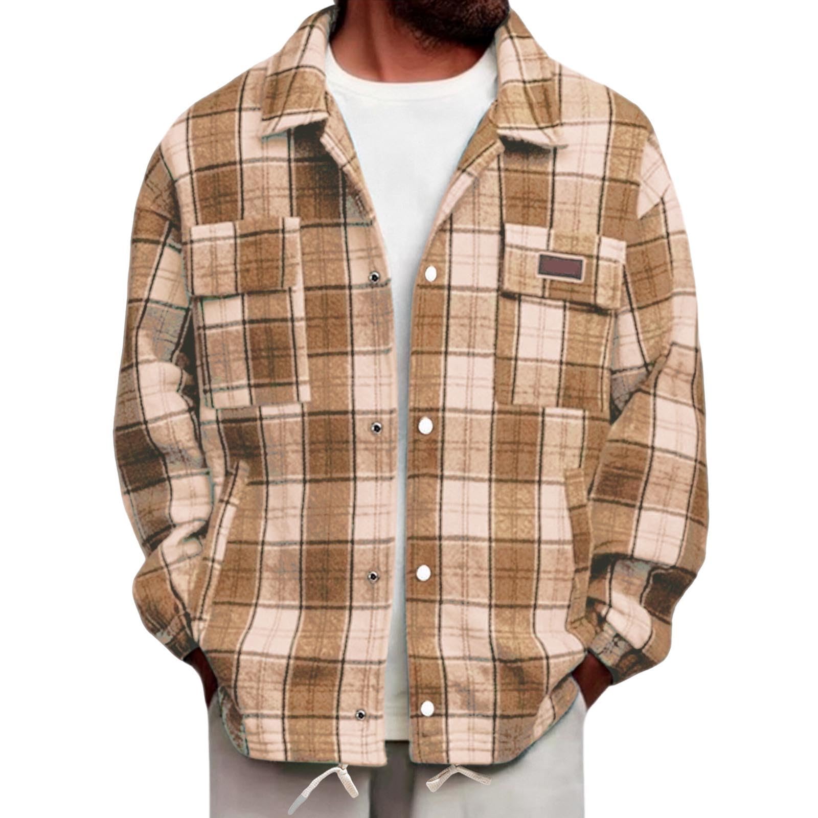 Camisa de manga larga para hombre con botones casuales a cuadros con bolsillo cómodo de golf, cálida moda chic y elegante, cómoda transición en cualquier lugar de trabajo, de patinador o ropa