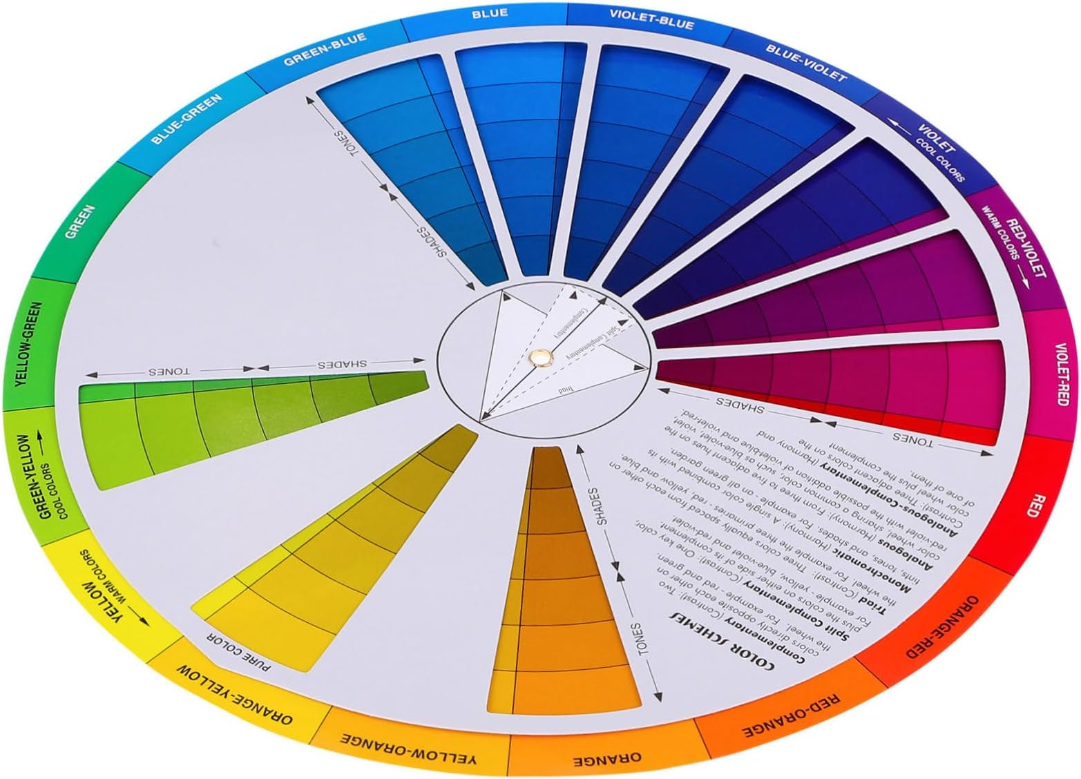 EXCEART Color Wheel for Artists 9-Inch Color Mixing Guide Palette Wheel for Painting Drawing Art Supplies and Makeup Blending Tool