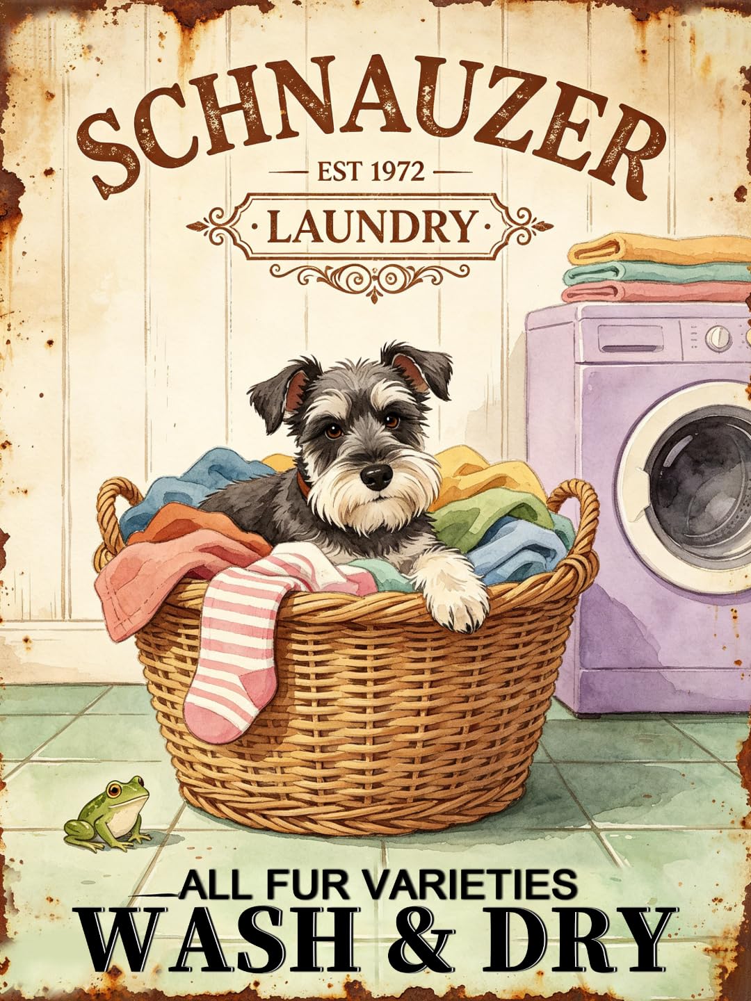 Vintage Schnauzer Dog Laundry Tin Sign 40x60cm
