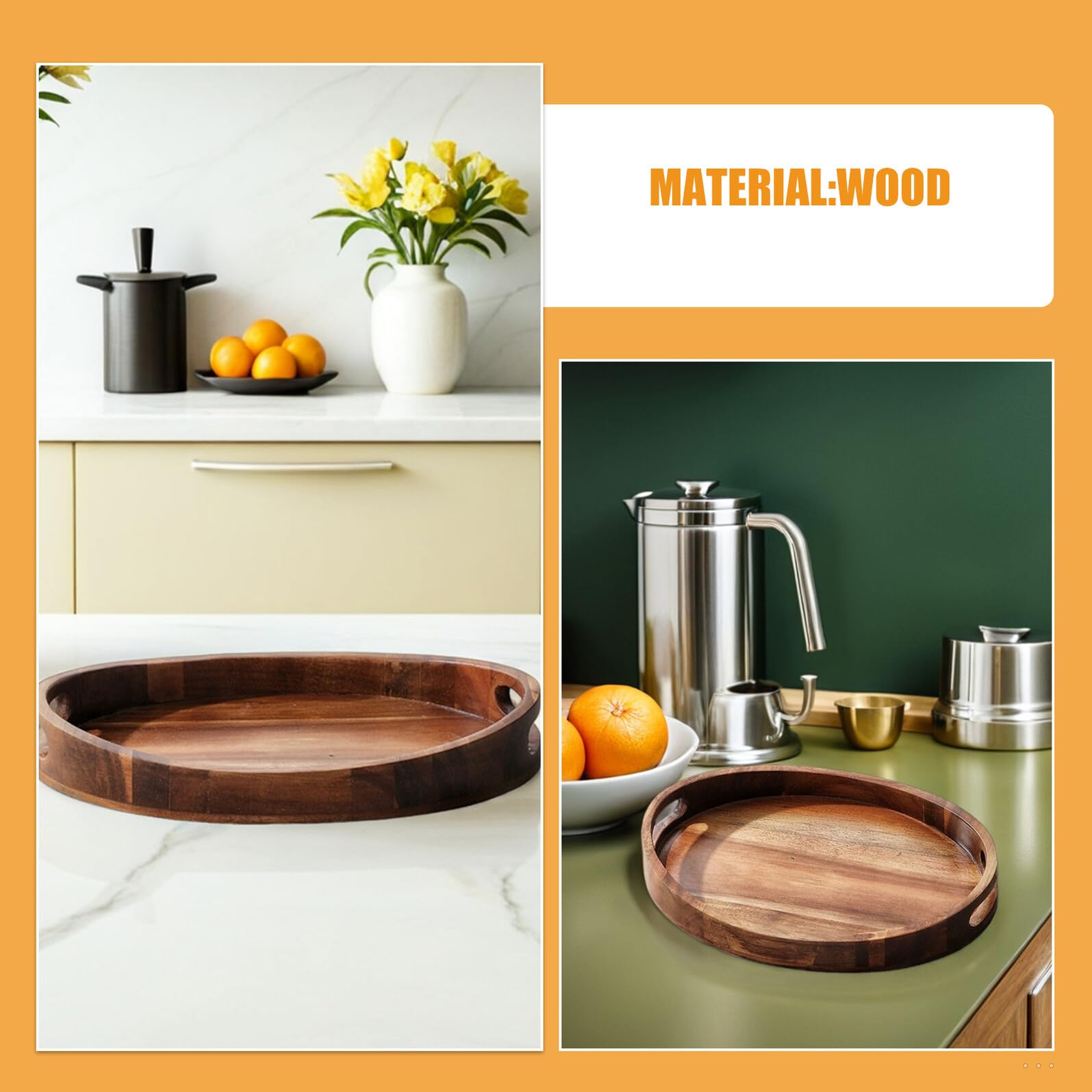 Ipetboom Bandeja Ovalada de Madera Maciza Estilo Japonés Bandeja para Servir Desayunos Frutas Refrigerios para Mesa de Centro Encimera