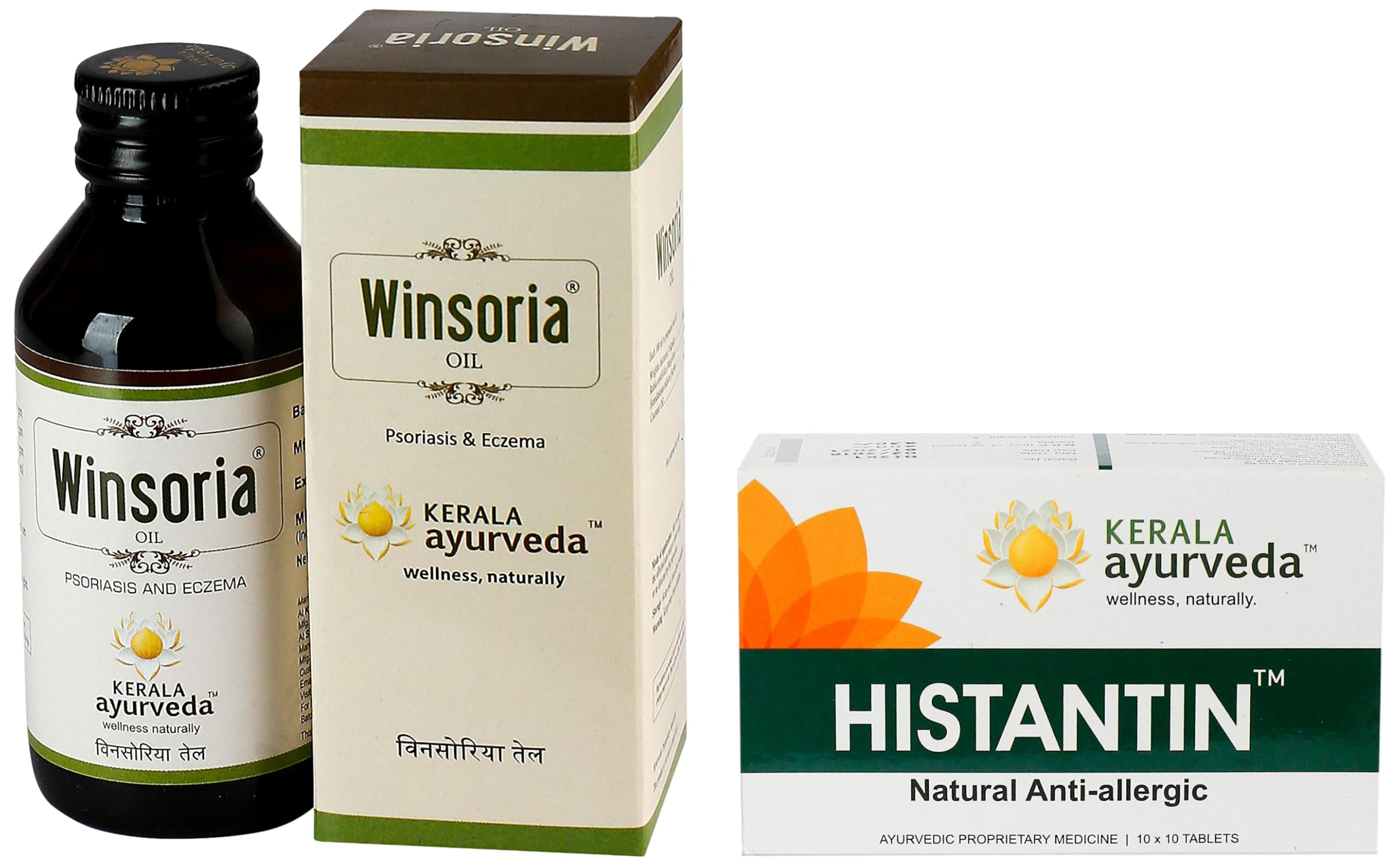 Kerala Ayurveda Histantin - 100 Tablets | Herbal Anti-Allergic Medicine For Seasonal, Dietary and R,Kerala Ayurveda Winsoria Oil - 100 ml | Herbal Ointment for Itchy Skin & Scalp | Helps Calm Eczema,-image-10