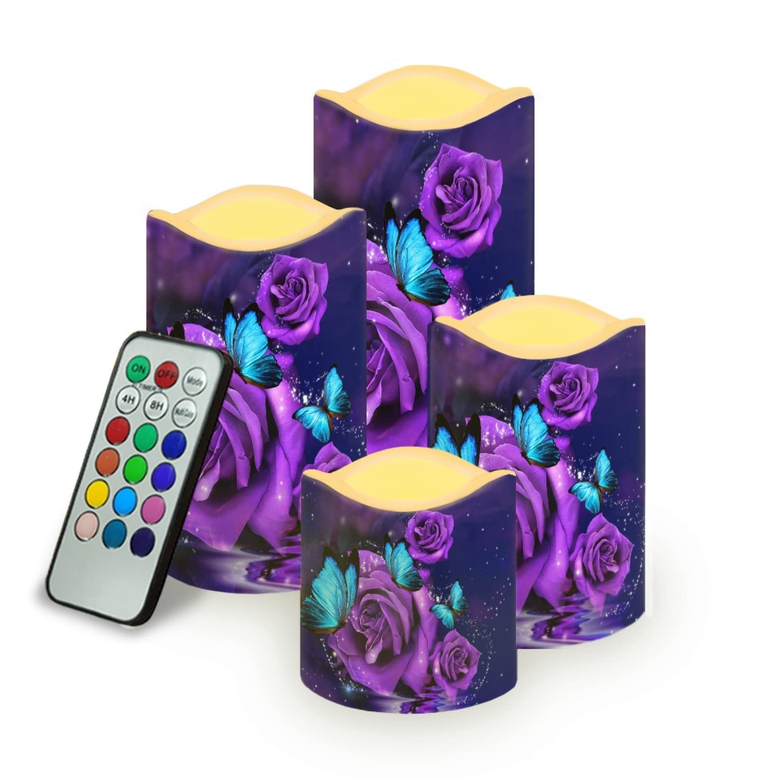 Rosa viola farfalla LED candele tremolanti elettrico per camera da letto casa festa matrimonio atmosfera batteria tè luci senza fiamma
