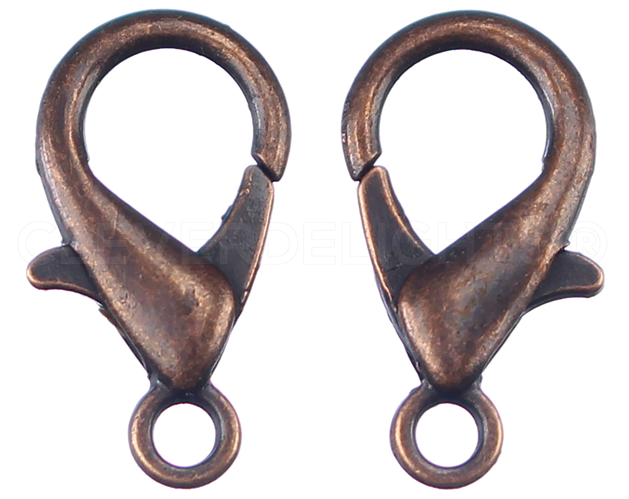 50 Pack - CleverDelights Lobster Clasps - 21x12mm - Antique Copper Color