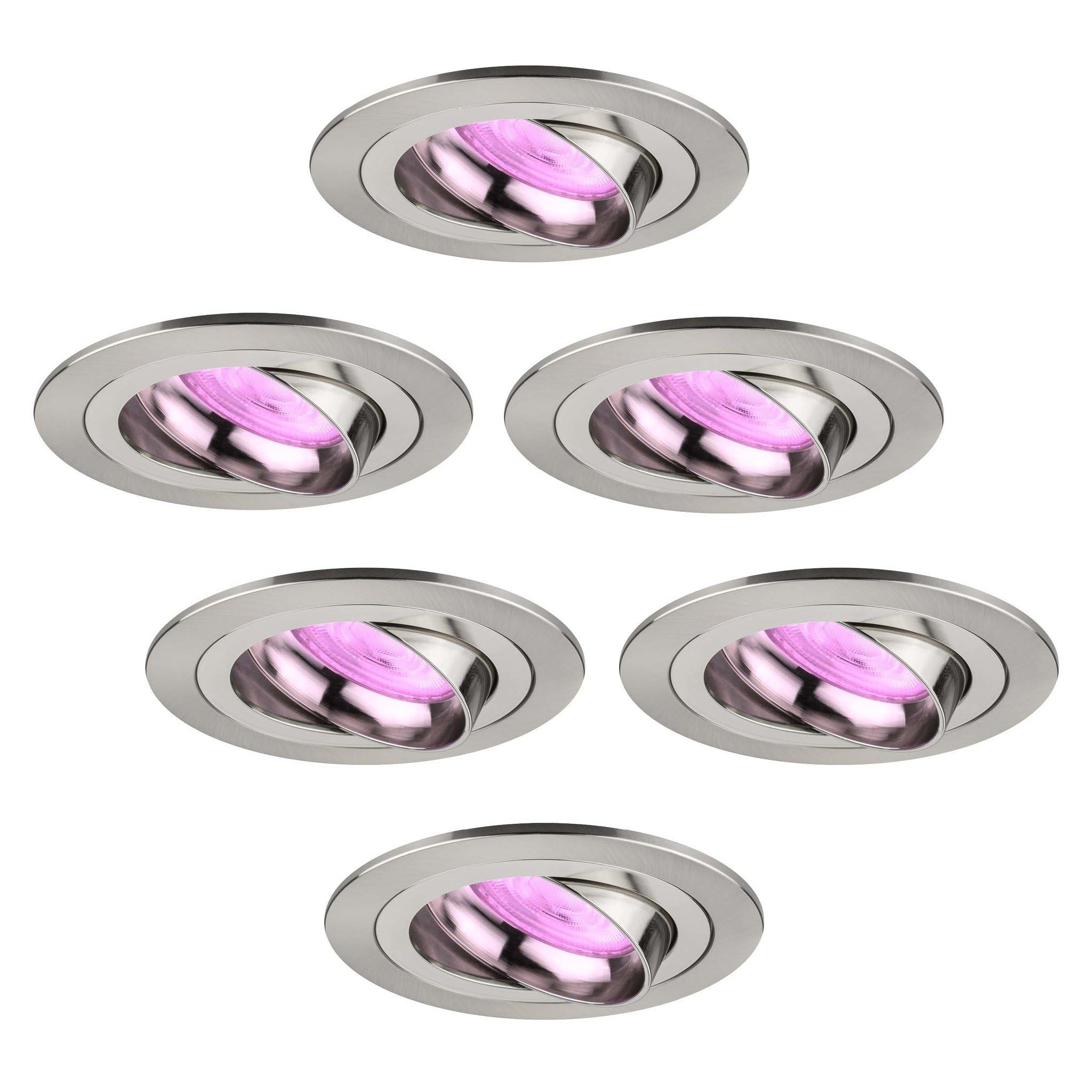 Ledvion - 6X Focos LED Inteligentes Empotrados Tokyo, Acero Inoxidable, Regulables, Redondo, RGBWW, 2 Años de Garantía
