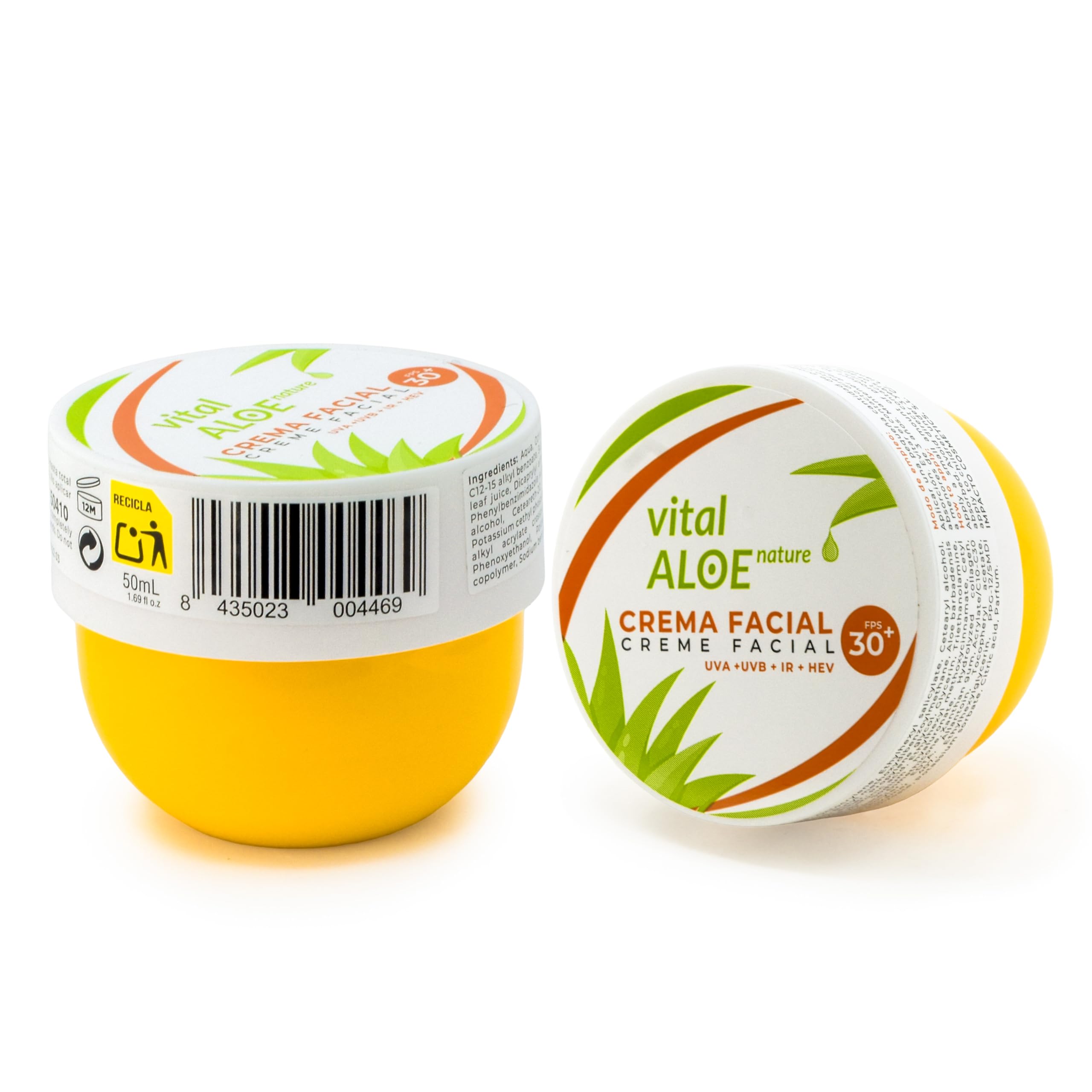 Crema Viso Aloe Vera con Protezione Solare SPF 30+ | 2x50 ml | Idratazione e Protezione Quotidiana per il Viso | Texture Leggera Non Grassa | Ideale per Città, Spiaggia e Skincare