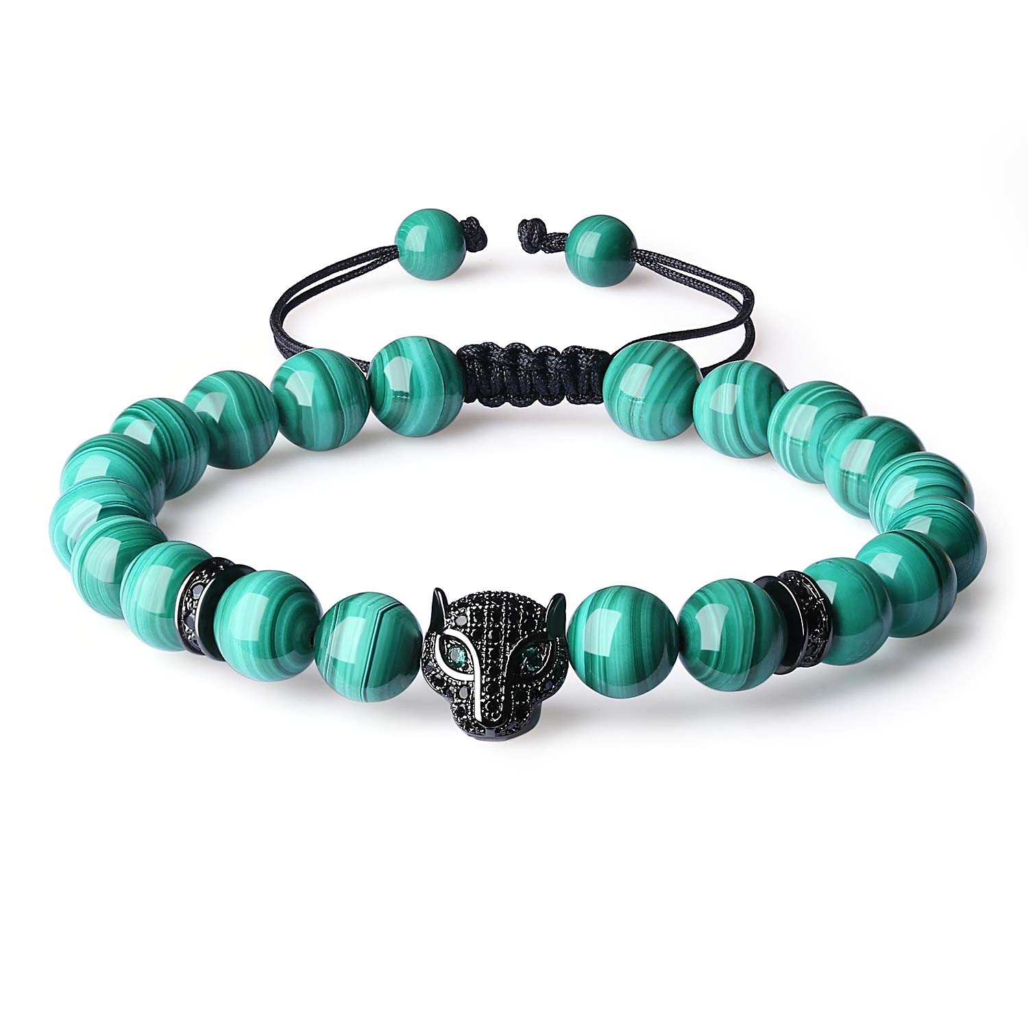 Semi Precious Gemstone Leopard Bracelet for Men Beaded Bracelet for Men