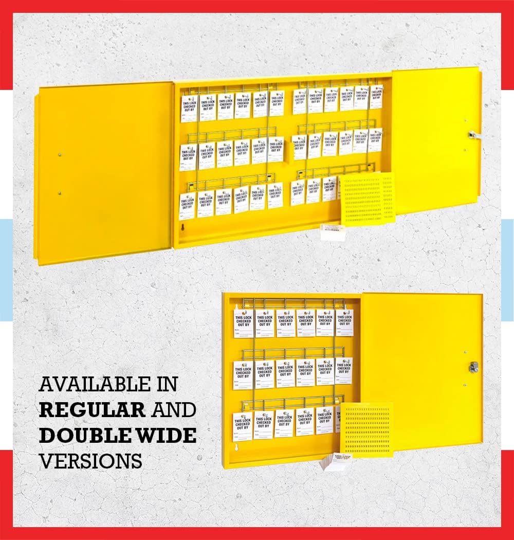 Lockout Tagout Kit, Padlock Control Center for Safe Padlock Storage, Double Wide Yellow