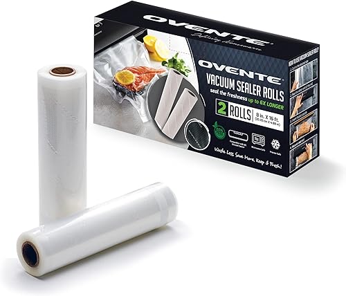 Ovente Rollo sellador al vacío de 8 x 16 pies, plástico resistente de grado alimenticio, sin BPA para almacenamiento hermético de alimentos,