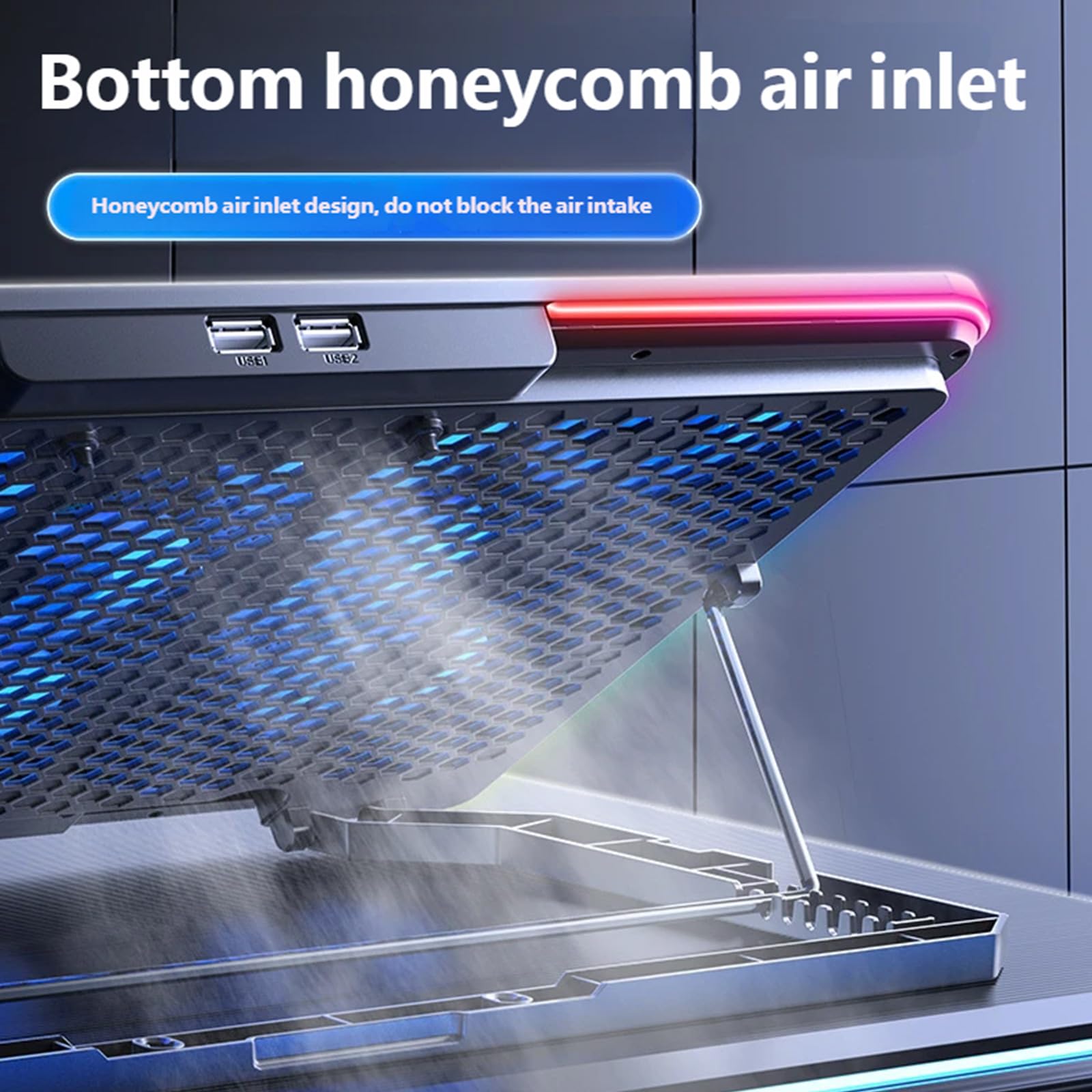 Silents RGBs - Ventola di raffreddamento per laptop con 3 velocità, design ergonomico e ampia compatibilità per notebook da 14-17, 3 pollici, in metallo