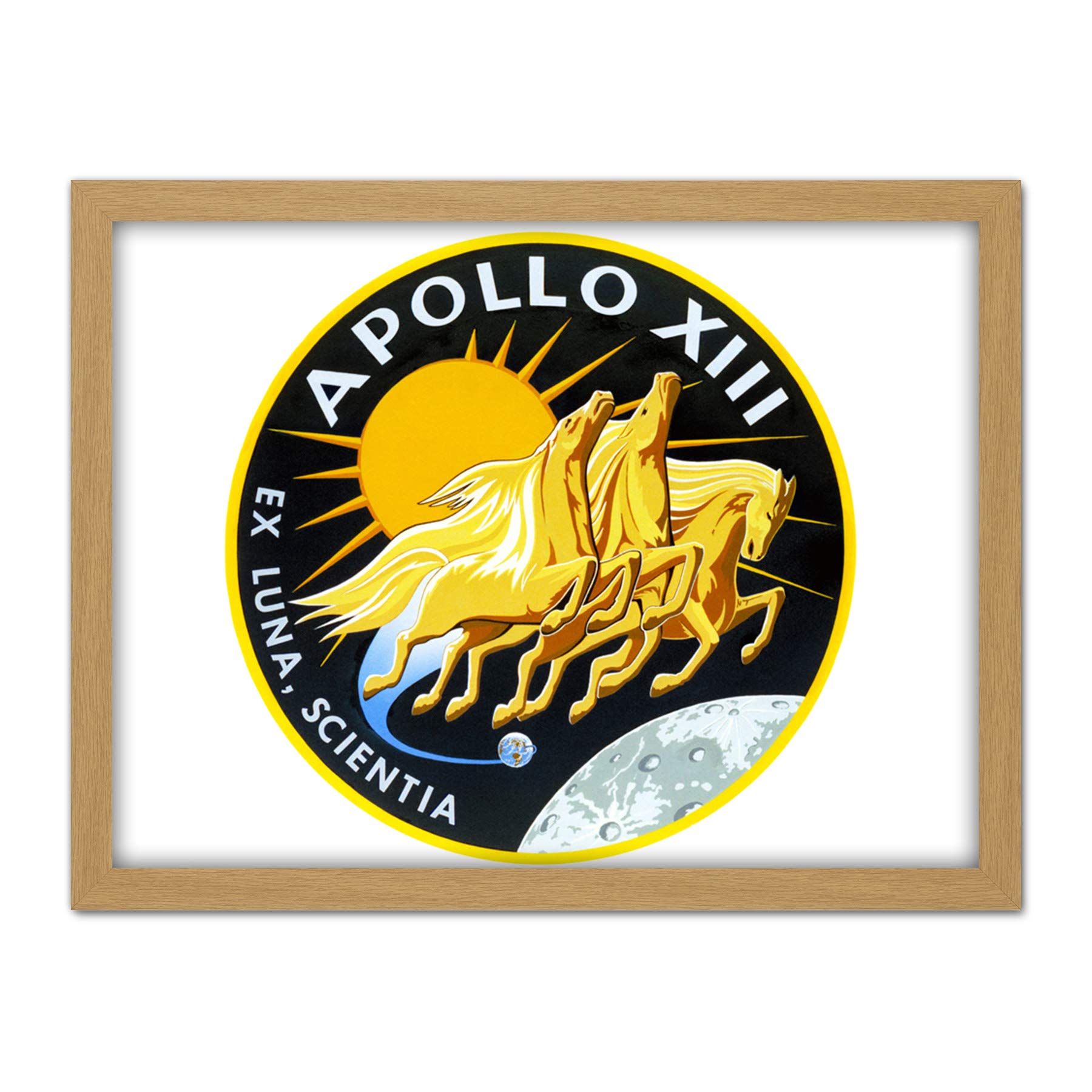 Artery8 Space NASA Apollo 13 Mission Emblem Badge Patch Artwork Framed Wall Art Print 18X24 Inch