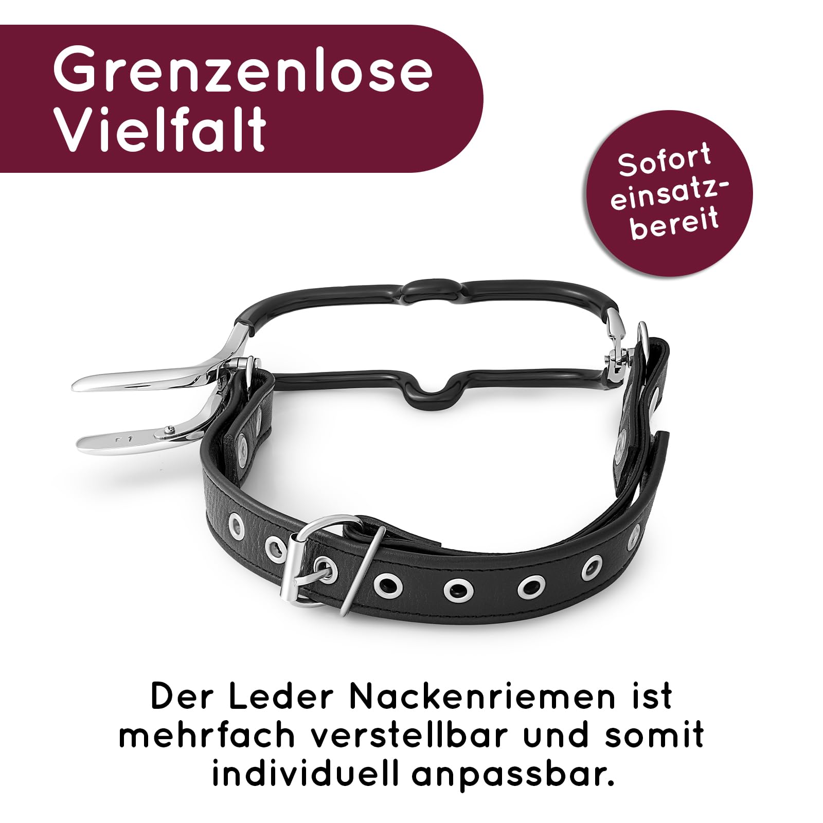 Mens-Shop24 Écarteur de bouche réglable en acier inoxydable avec protection dentaire et sangle cuir - Ouvre-bouche BDSM, bâillon métal, accessoire bondage adulte, écarteur buccal ajustable MS1