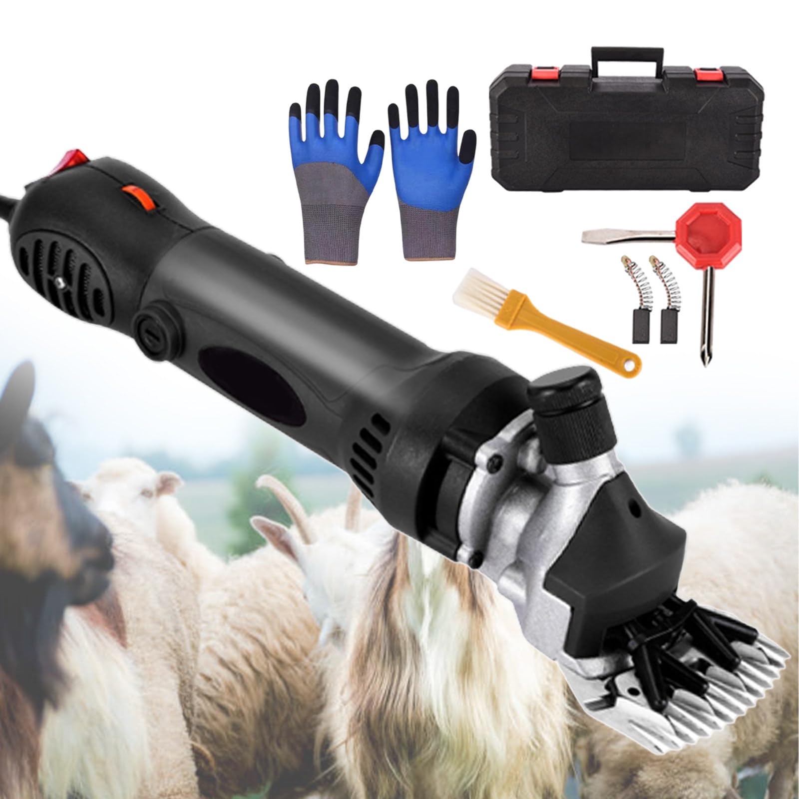 Esquiladoras De Ovejas con Cable De 900 W, Potentes Tijeras Eléctricas para Ovejas, Adecuadas para Esquilar Ovejas,Ganado Y Otro Ganado En La Granja,Hoja Recta De 13 Dientes,Black
