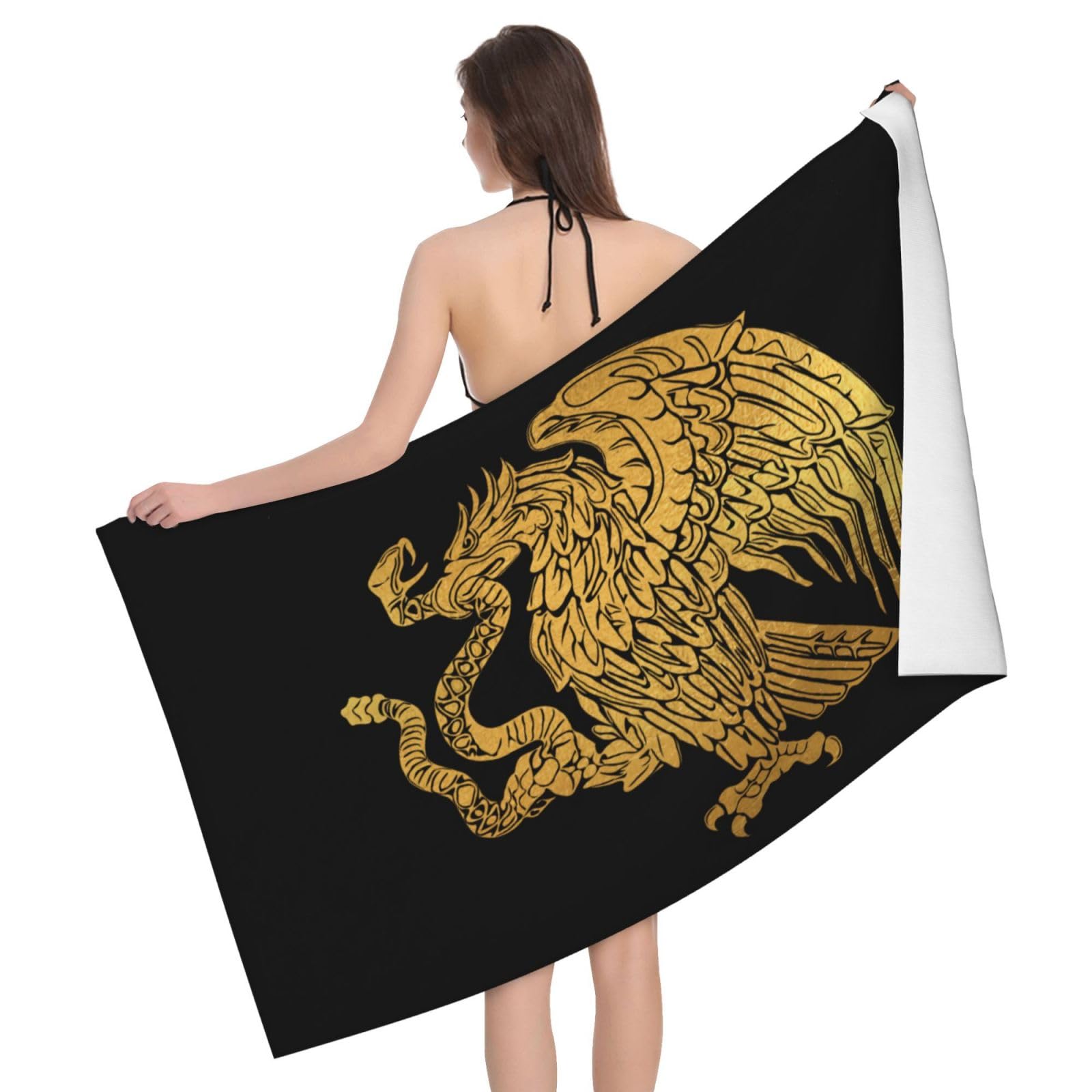 HLBSDM Microfiber Mexican Eagle Beach Towel Quick Dry Soft Sand Free Beach Towels for Pool Swim Beach Lightweight Thin Towels