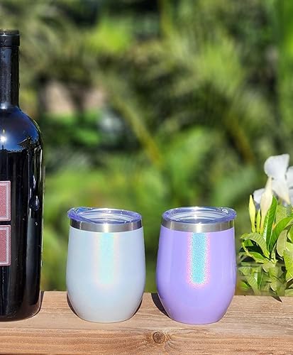 Miniatura 5 de CHILLOUT LIFE - Vaso de vino de acero inoxidable de 355 ml12 oz, doble pared aislada al vacío, tazas de vino con tapas y popotes