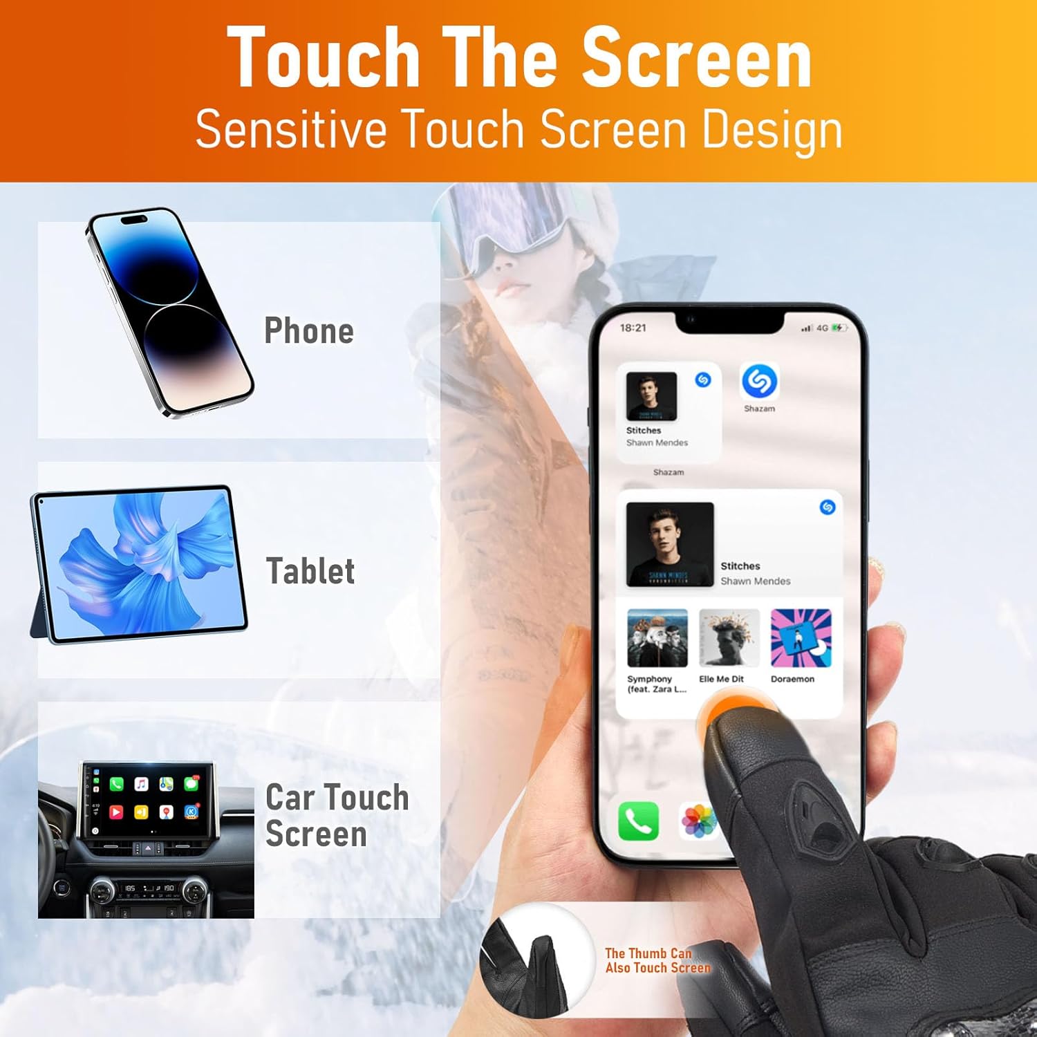 Heated Motorcycle Gloves for Men Women, 5V 5000mAh Rechargeable Battery, Upgraded Waterproof Windproof Non-Slip & Touchscreen Compatible, for Motorcycle Riding, Skiing, Hiking, Fishing, Hunting - Image 6