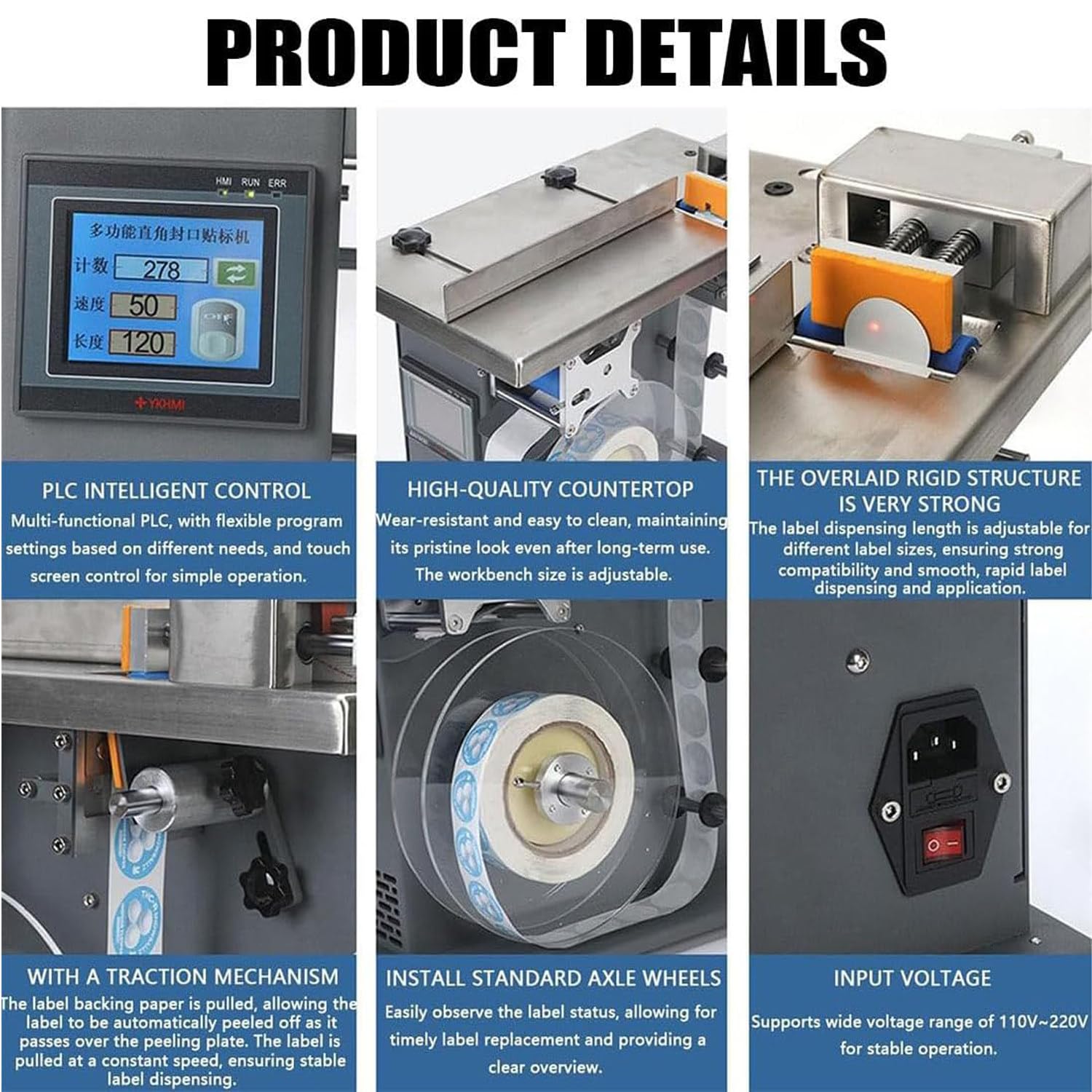 Etichettatrice per angoli a 90° (rimovibile), Etichettatrice semiautomatica a 90°, Applicatore di etichette per angoli a 90 gradi, Etichettatrice semiautomatica regolabile, Touch screen 20-50mmLabel