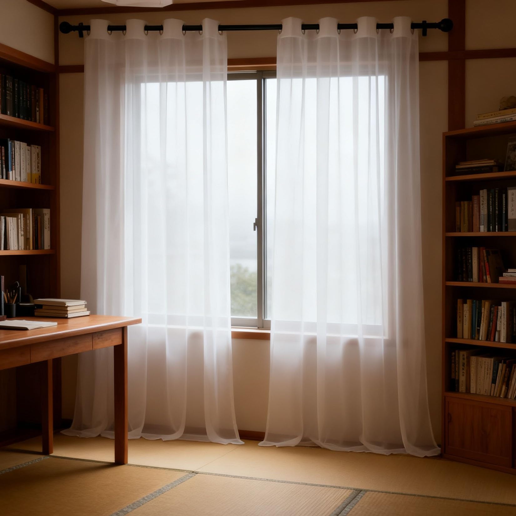 Rideau voile blanc 260x270 protégeant votre intimité tout en laissant filtrer la lumière