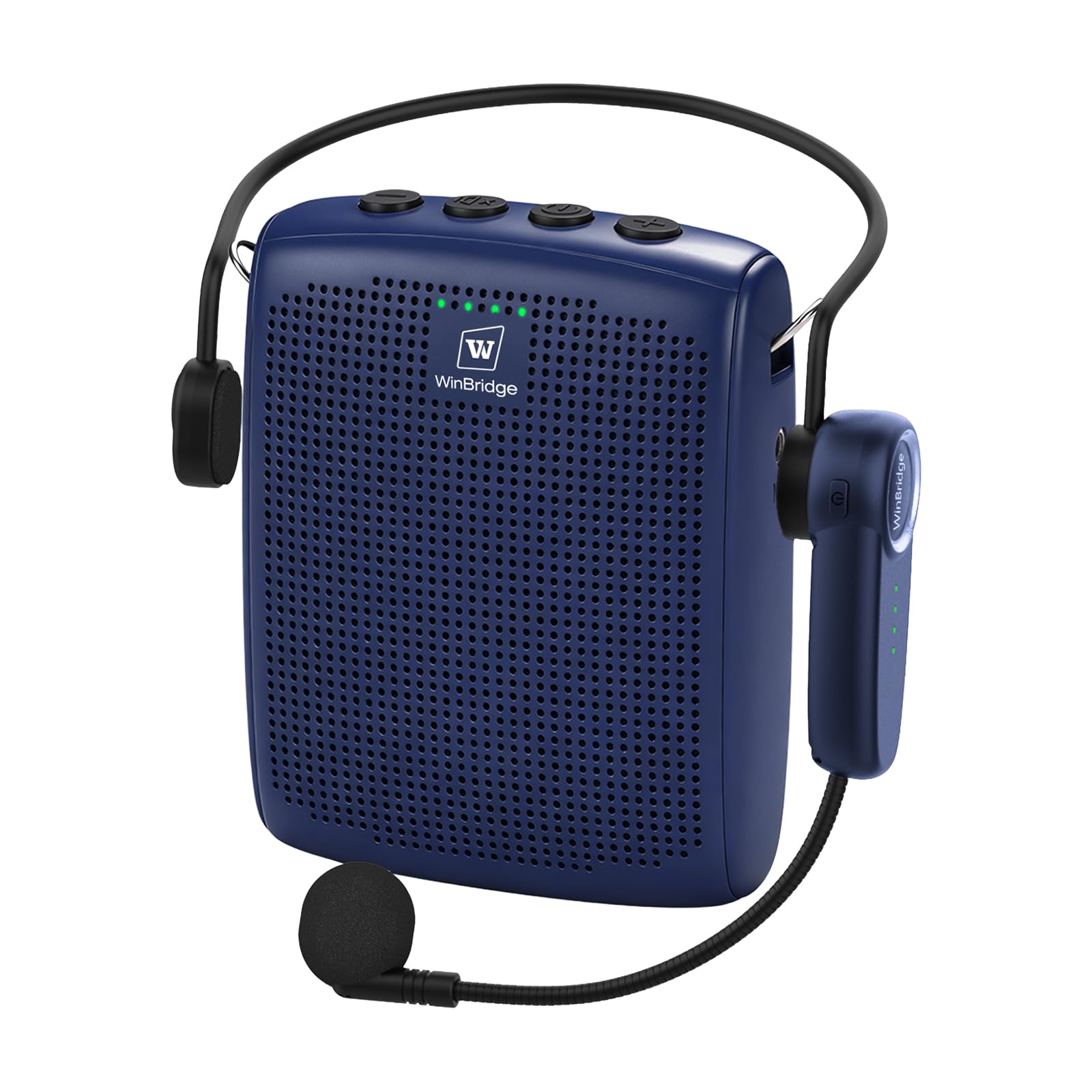 WinBridge Wireless Voice Amplifier with Bluetooth Headset Mic for Teachers | PA System for Training, Meetings & Tours, 15W Voice Amplification, One-Touch Mute, USB Playback, 12-15 hr Battery WB002