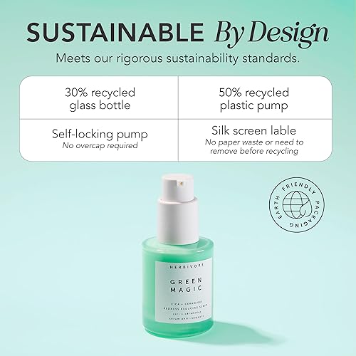 Miniatura 6 de HERBIVORE Green Magic Cica + Ceramides - Suero reductor de enrojecimiento de acción rápida para pieles sensibles, a base de plantas, vegano, libre