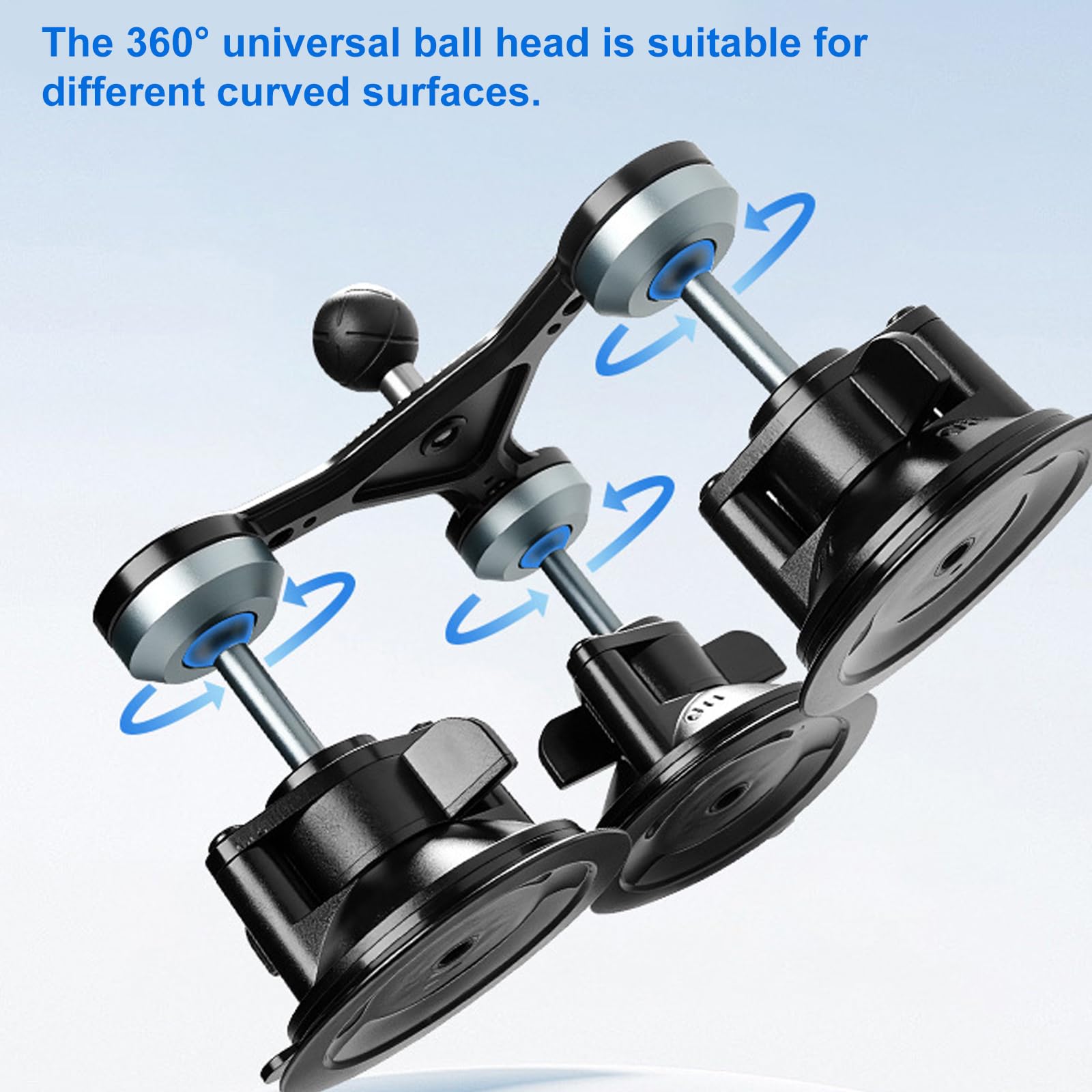 Soporte de cámara de acción de triple vacío, aleación de aluminio, diseño de cabeza de bola ABS para parabrisas, vista de viaje con colocación de vidrio, soporte de filmación para coche, soporte para