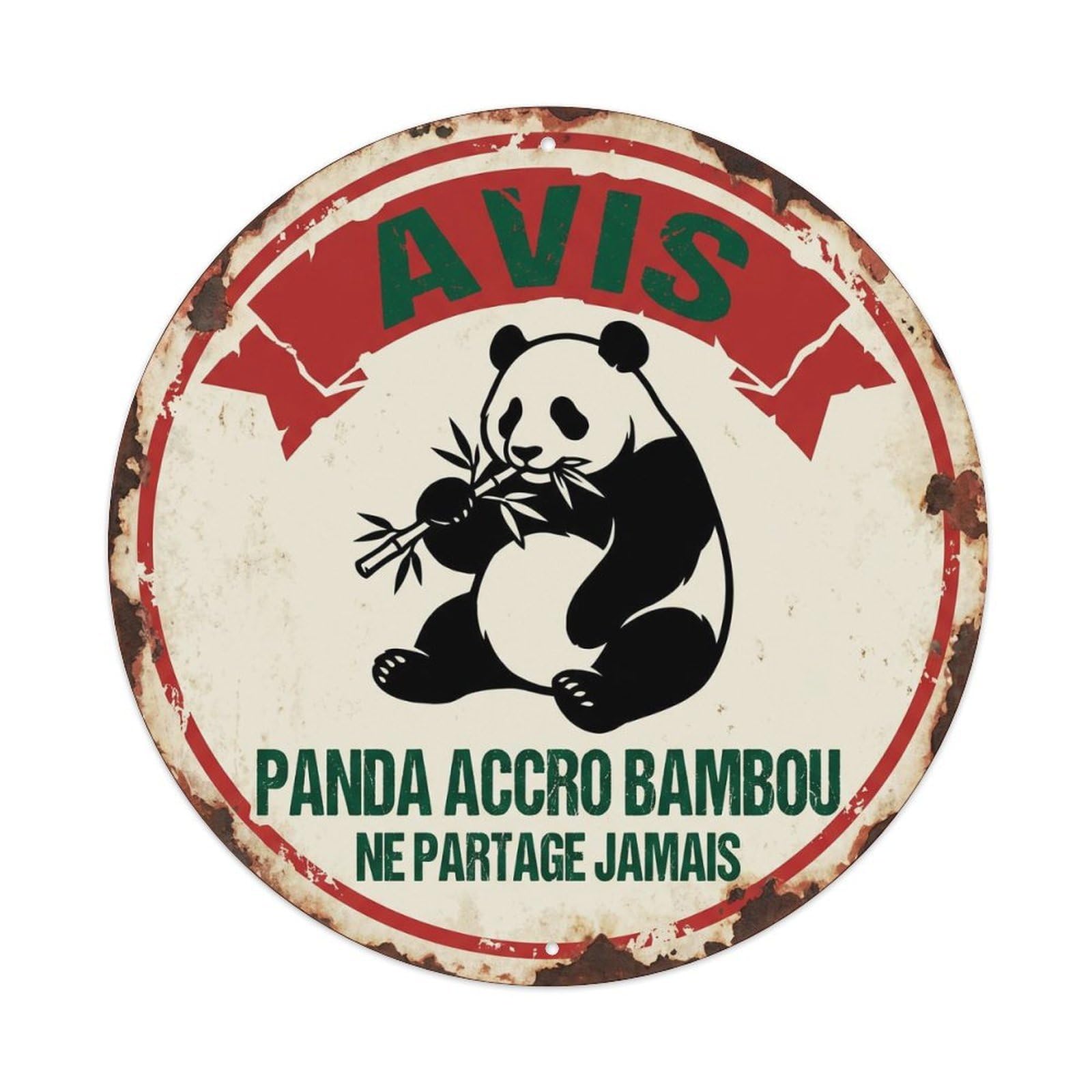 Vintage Lazy Panda Bamboo Addict Metal Tin Sign Plaque