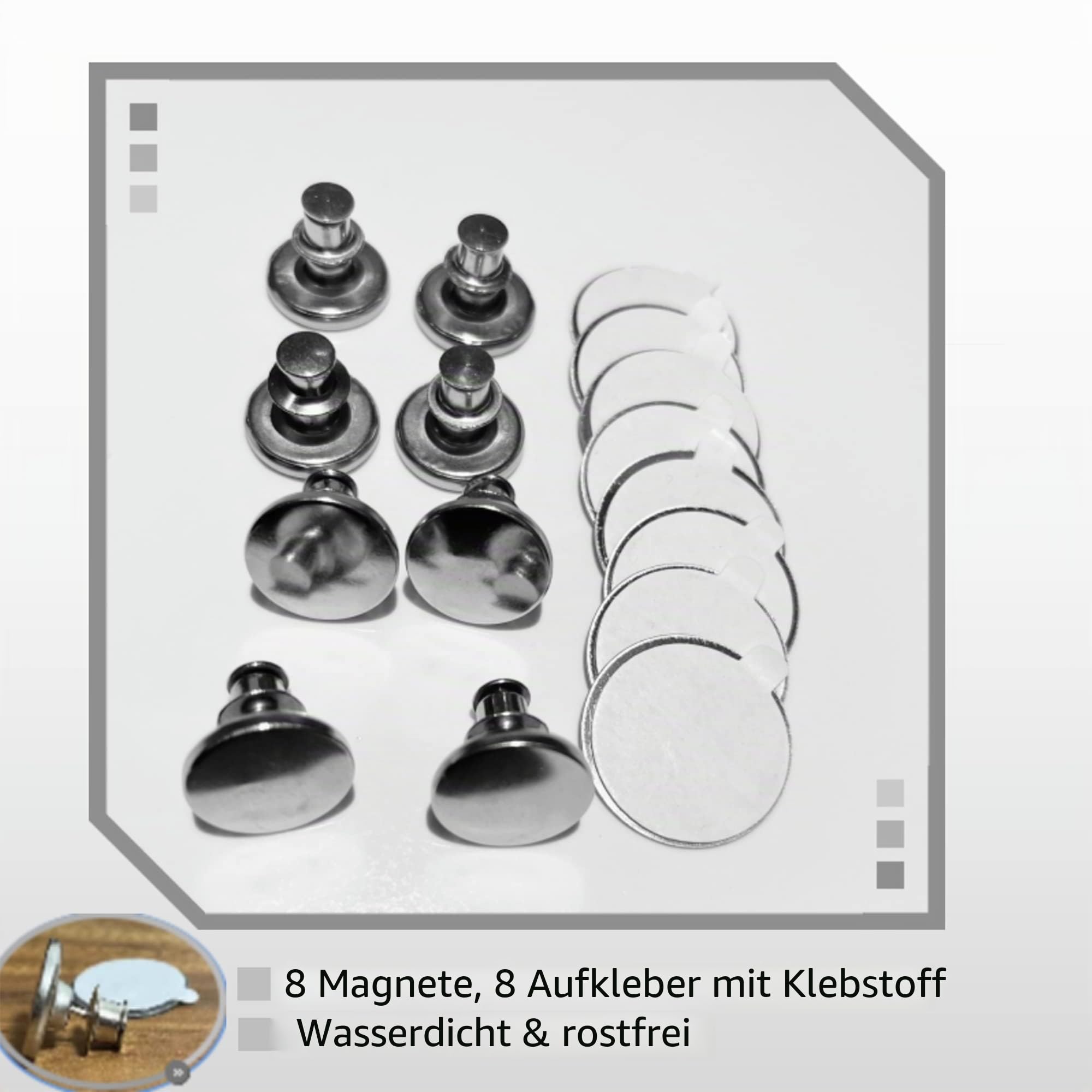 Duschvorhang-Seitenmagnete, um den Vorhang an der Wand geschlossen zu halten, 8 Stück magnetische Clips, Spritzschutz für die Seite der Dusche, 8 Stück, Silber