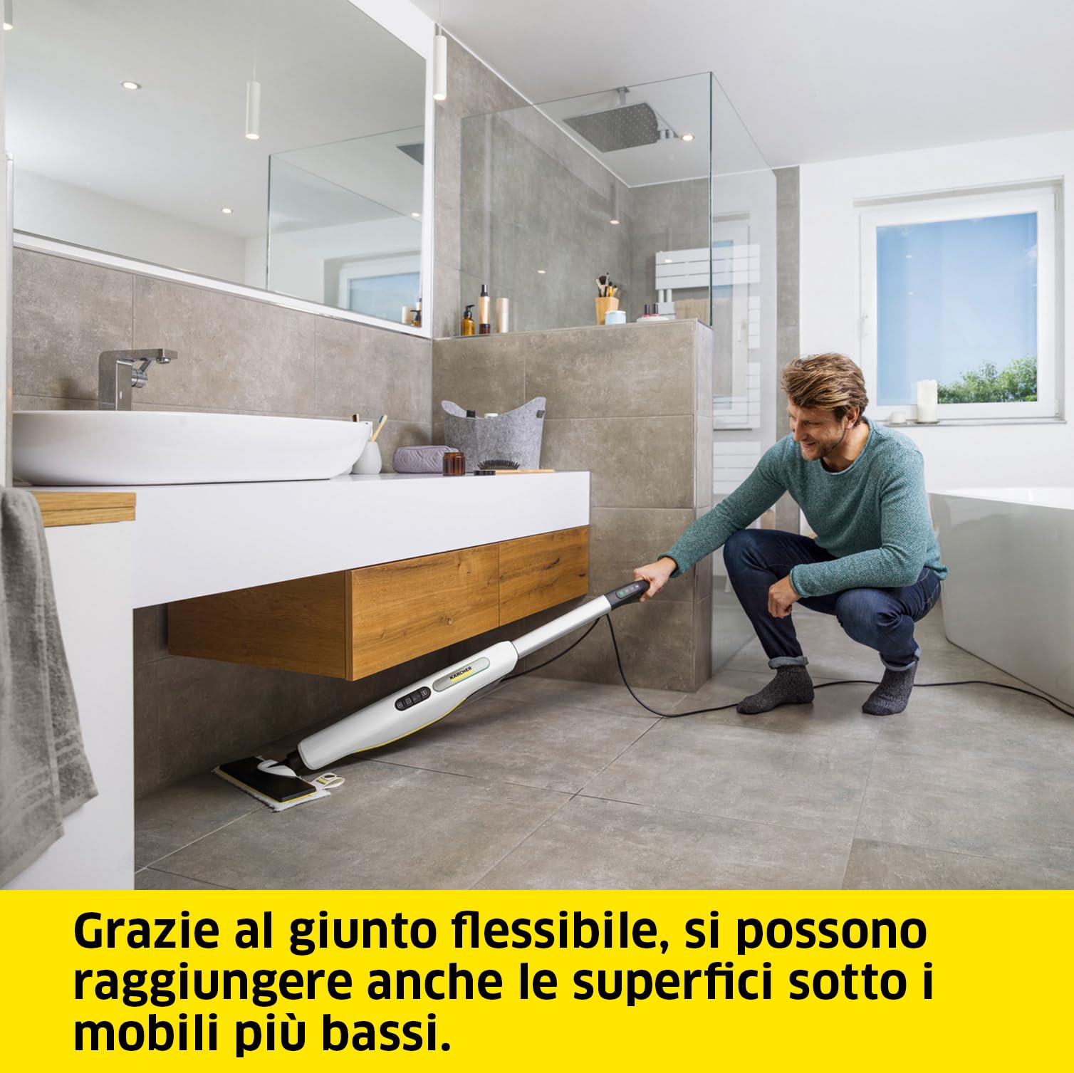 KÄRCHER Scopa a Vapore SC 3 Upright, Pronto in 30sec, 1600 W, Serbatoio 0,5l, Area lavoro 60m², Include bocchetta per pavimenti EasyFix, panno per pavimenti, cartuccia decalcificante