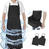 2 Pcs Dual Waterproof Cloth Apron, Anti-Tear Lightweight Dishwasher Apron Long Waist Ties Adjustable Bib Apron