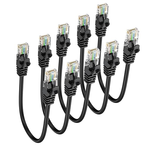 Miniatura 15 de Cable Ethernet Cat6 de 1 pie, paquete de 2 cables de conexión cortos de 1 pie (cable Cat 6, cable RJ45 de Internet, cable de red) 10 Gbps