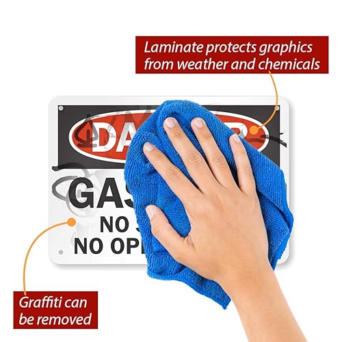 Miniatura 8 de SmartSign - U9-1240-ND_7x10 "Danger - Gasolina, No Smoking No Open Flames" Etiqueta  Vinilo laminado de 7" x 10" NegroRojo sobre Blanco