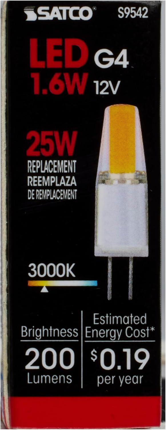 Clear T3 1.6W 3000K Dimmable LED G4 Base Bulb for Commercial Use