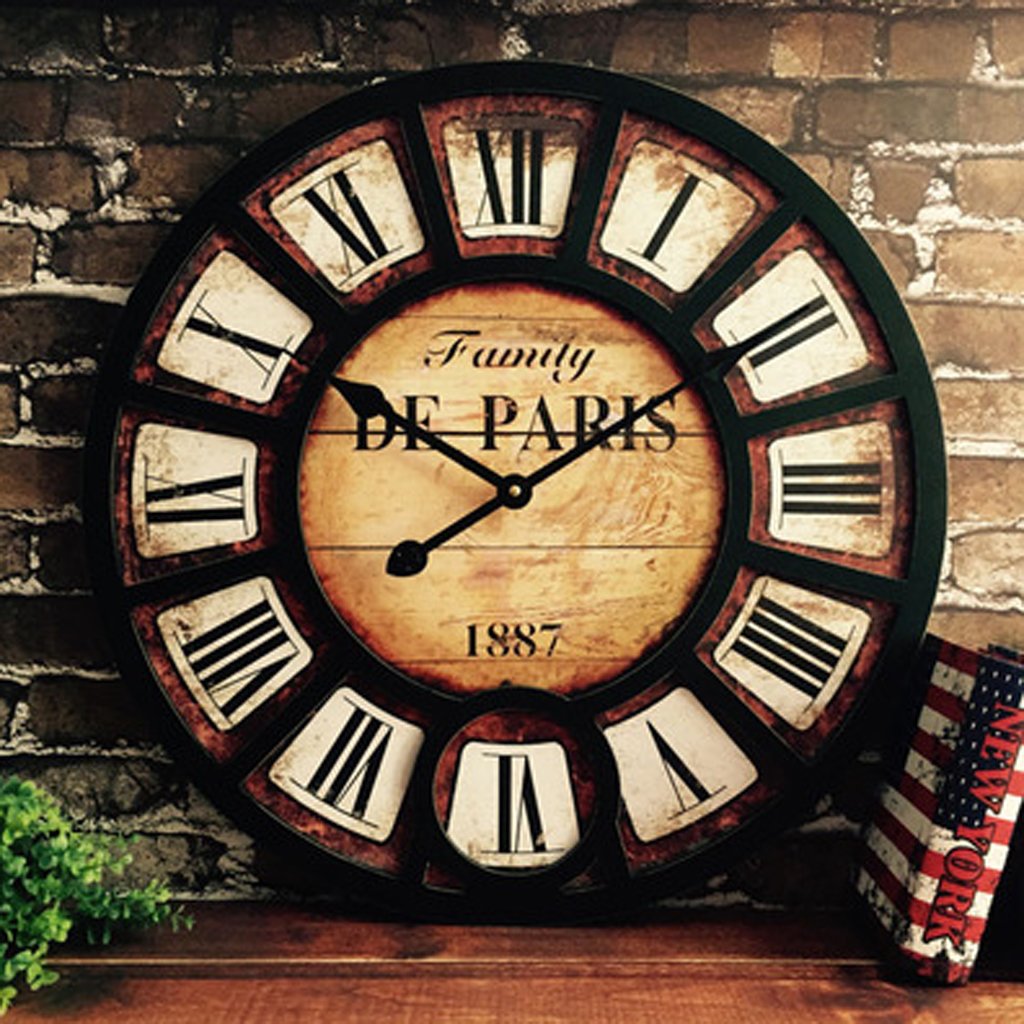 HYLR 38cm Living Reloj de Pared de la habitación Retro Estilo Industrial Creative Restaurante Bar decoración de la cafetería Reloj de Pared silencioso Silent Quartz Decorative Wall Clock