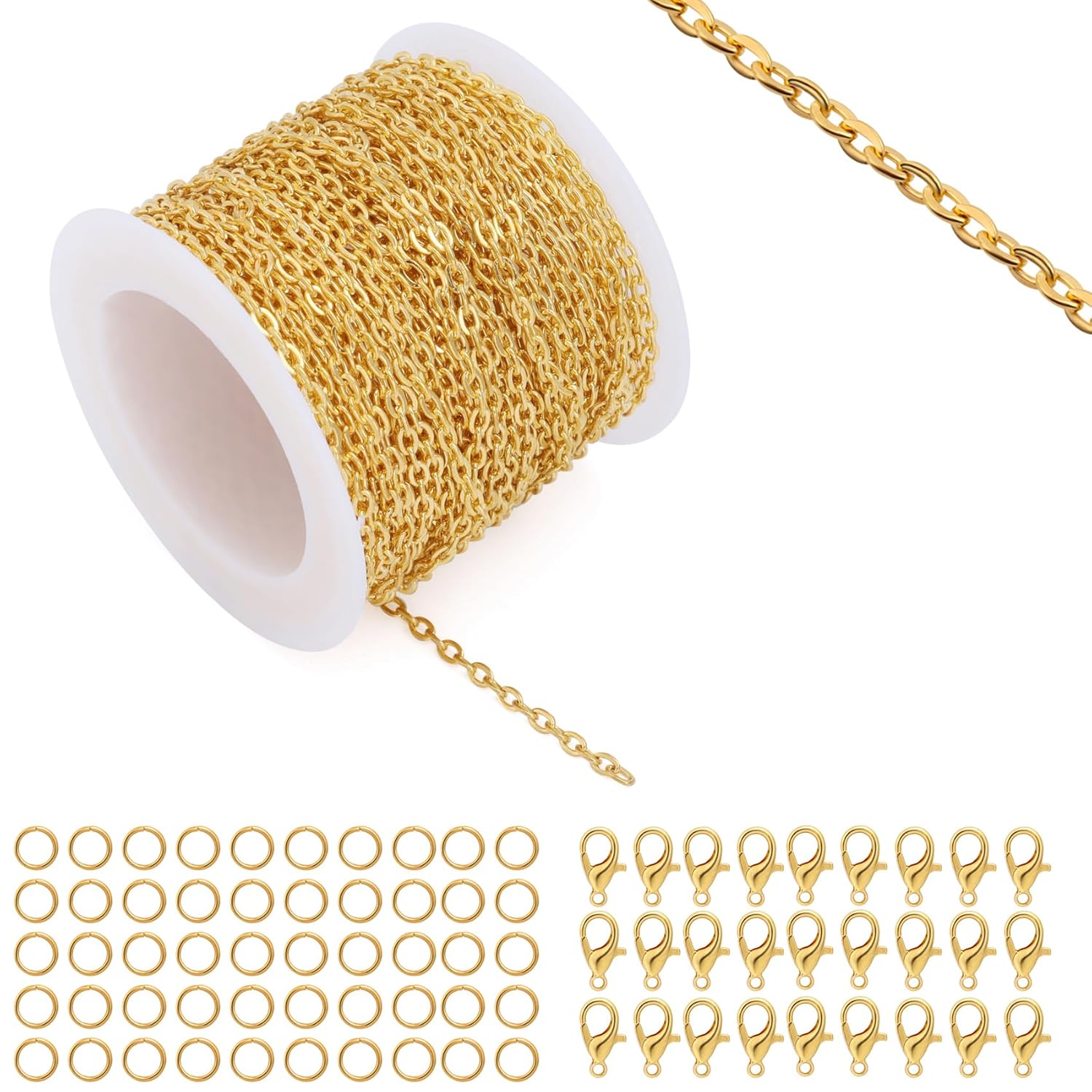 Lemonkey 33 Feet Metal Gold Necklace Chains Cable OShaped Links Chains