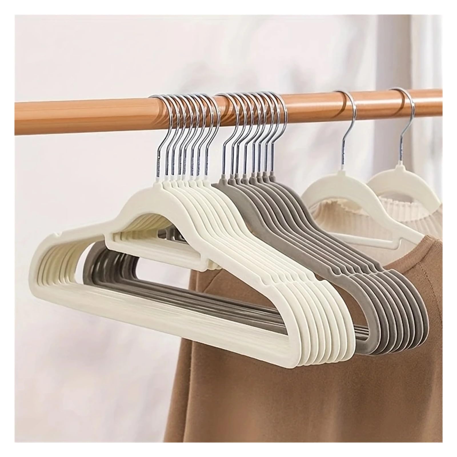 Juego de 10 perchas antideslizantes, diseño plegable que ahorra espacio, ideal para uso doméstico, evita marcas de hombros y mantiene la ropa organizada
