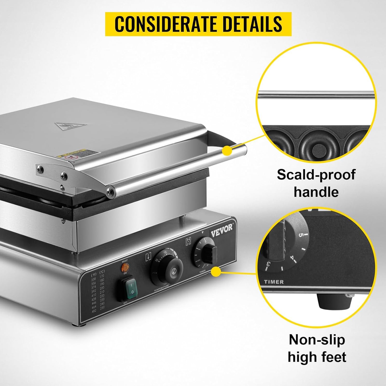 Donut Machine, Commercial 9-Hole Cake Machine, Double-Sided Heating, Non-Stick Surface, Adjustable Time and Temperature Knobs, for Bakery, Dessert Shop, Restaurant, Canteen, Tea House