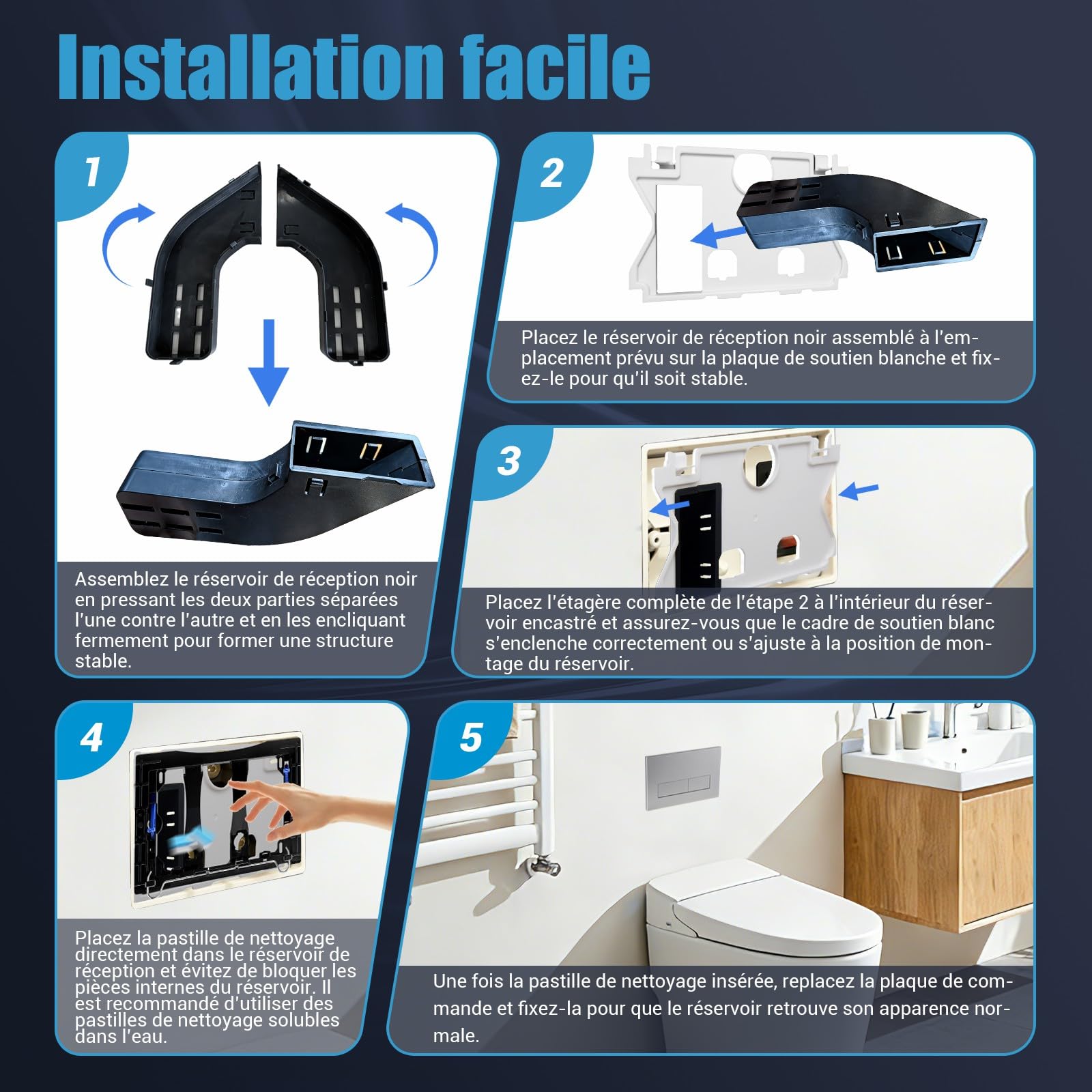 Empyreal Plaque de commande WC Compatible avec Geberit Duofix Sigma et Delta|115610001 Trappe de visite pour réservoir encastré|Double chasse d'eau|246 x 164 mm（Noir Mat）