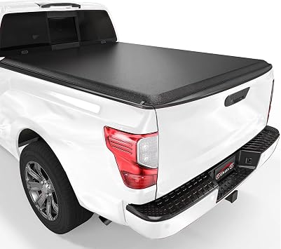 Soft Tri Fold Truck Bed Tonneau Cover Compatible with 2004-2015 Nissan Titan 5.7 FT Bed Blackonly for Utilitrack,w/o Titan Box