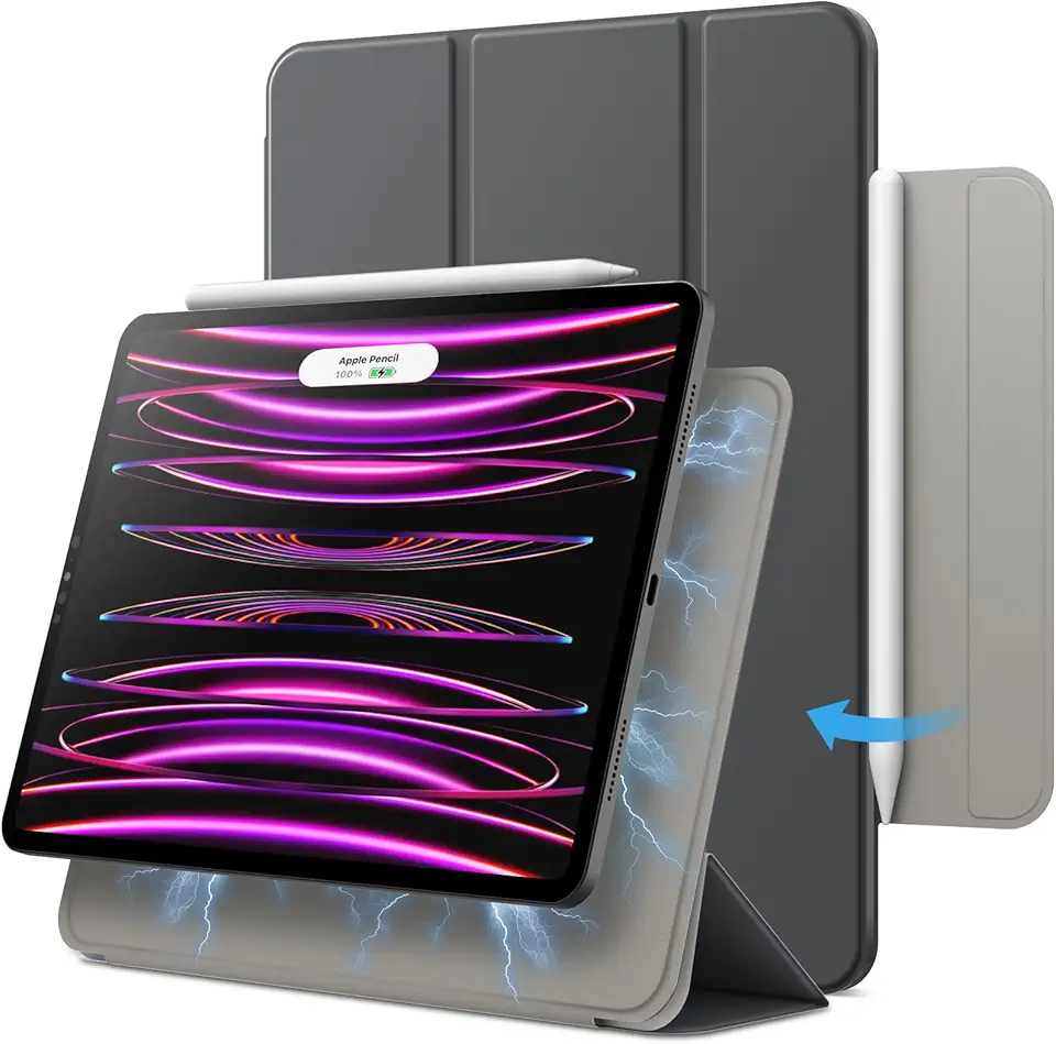JETech Capa Magnética para iPad Pro 11 Polegadas, Todos os Modelos, e iPad Air 5/4 (10,9 Polegadas 2022/2020), Suporte para 2º Carregando de Pencil, Despertar/Suspender Automático (Cinza Espacial)