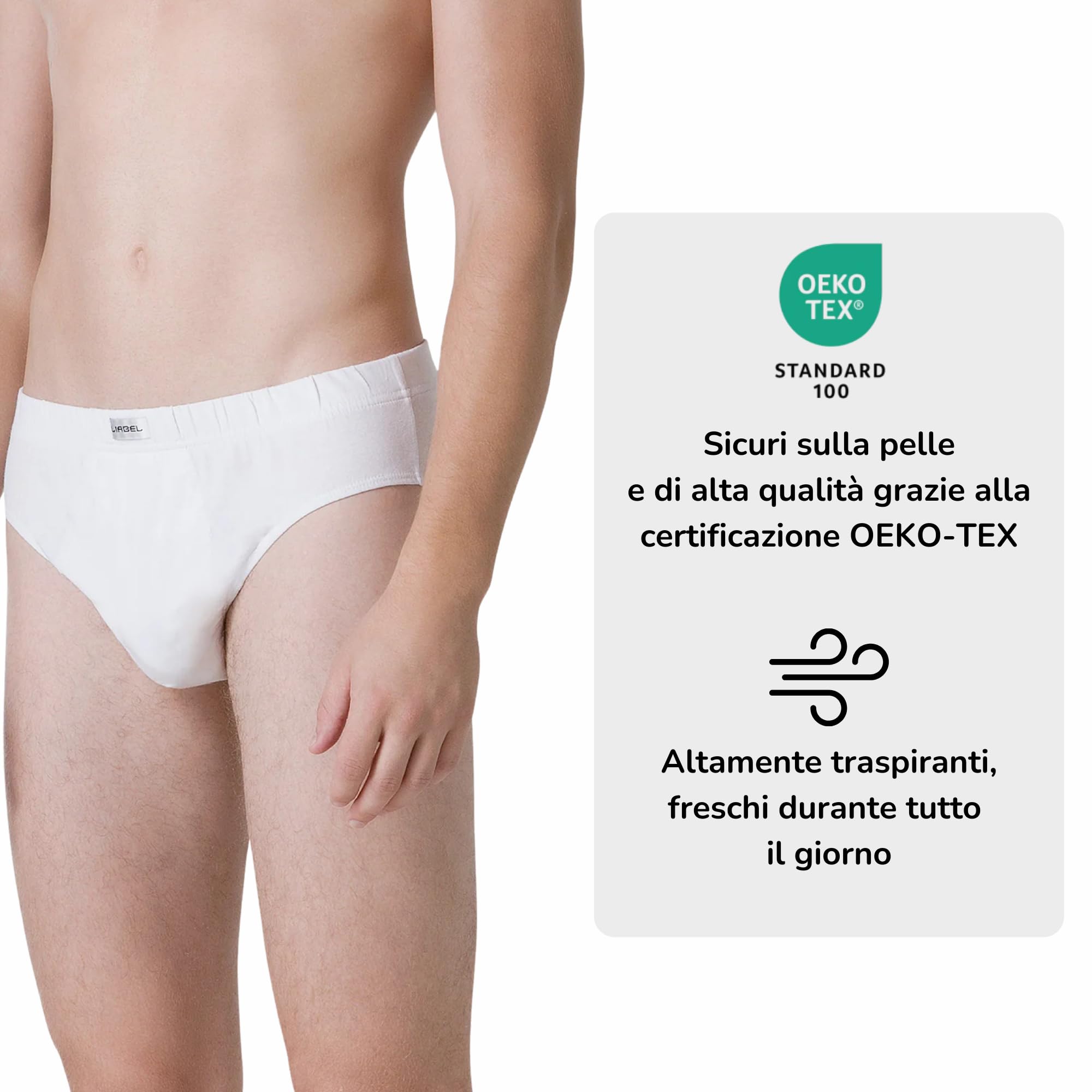 LIABEL Slip Uomo in Cotone Elasticizzati (Pacco da 6 e da 12 Paia), Traspiranti, Ipoallergenico Cuciture Rinforzate Underwear – Mutande Intimo Confortevole Certificato Oeko-Tex