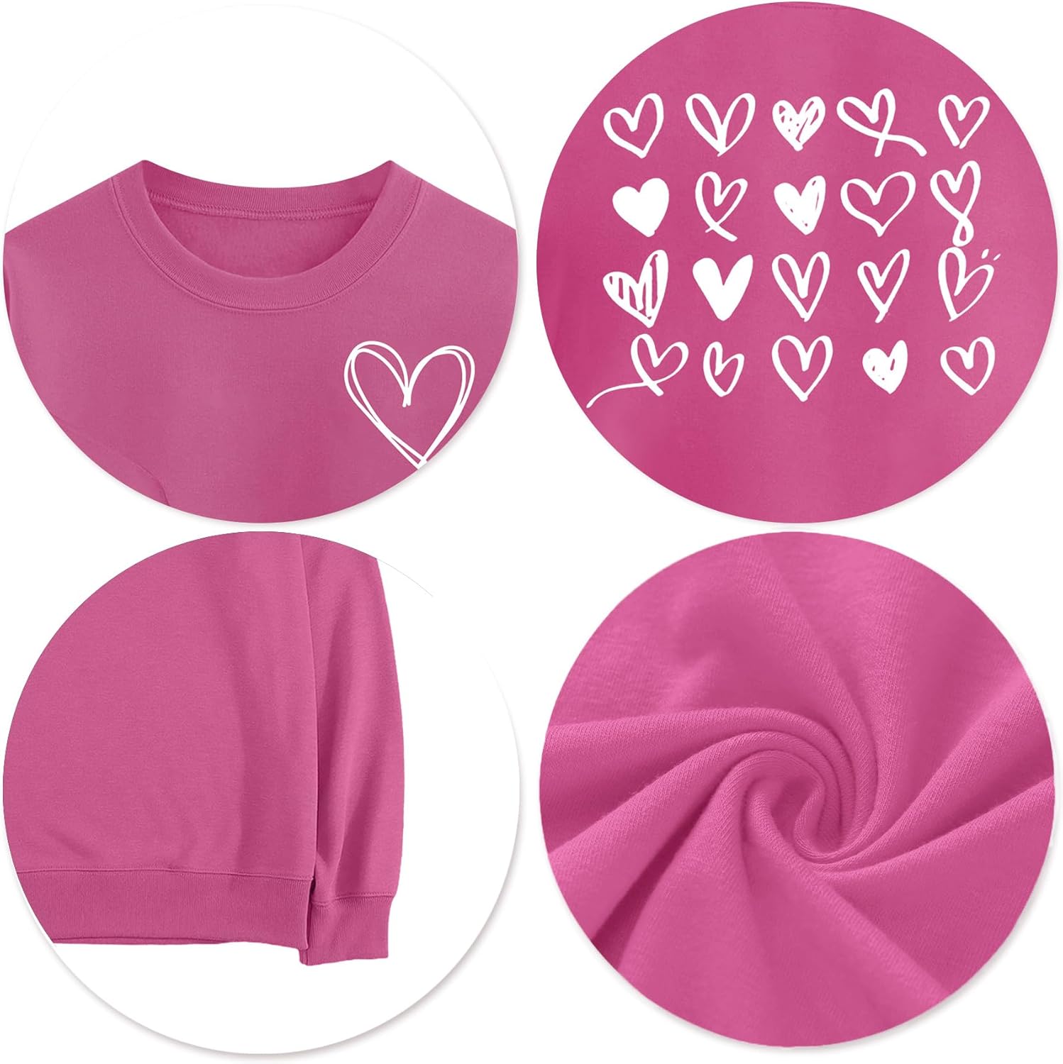 Valentines Sweatshirts for Women Love Heart Graphic Sweatshirt Valentine's Long Sleeve Pullover Tops - Image 6